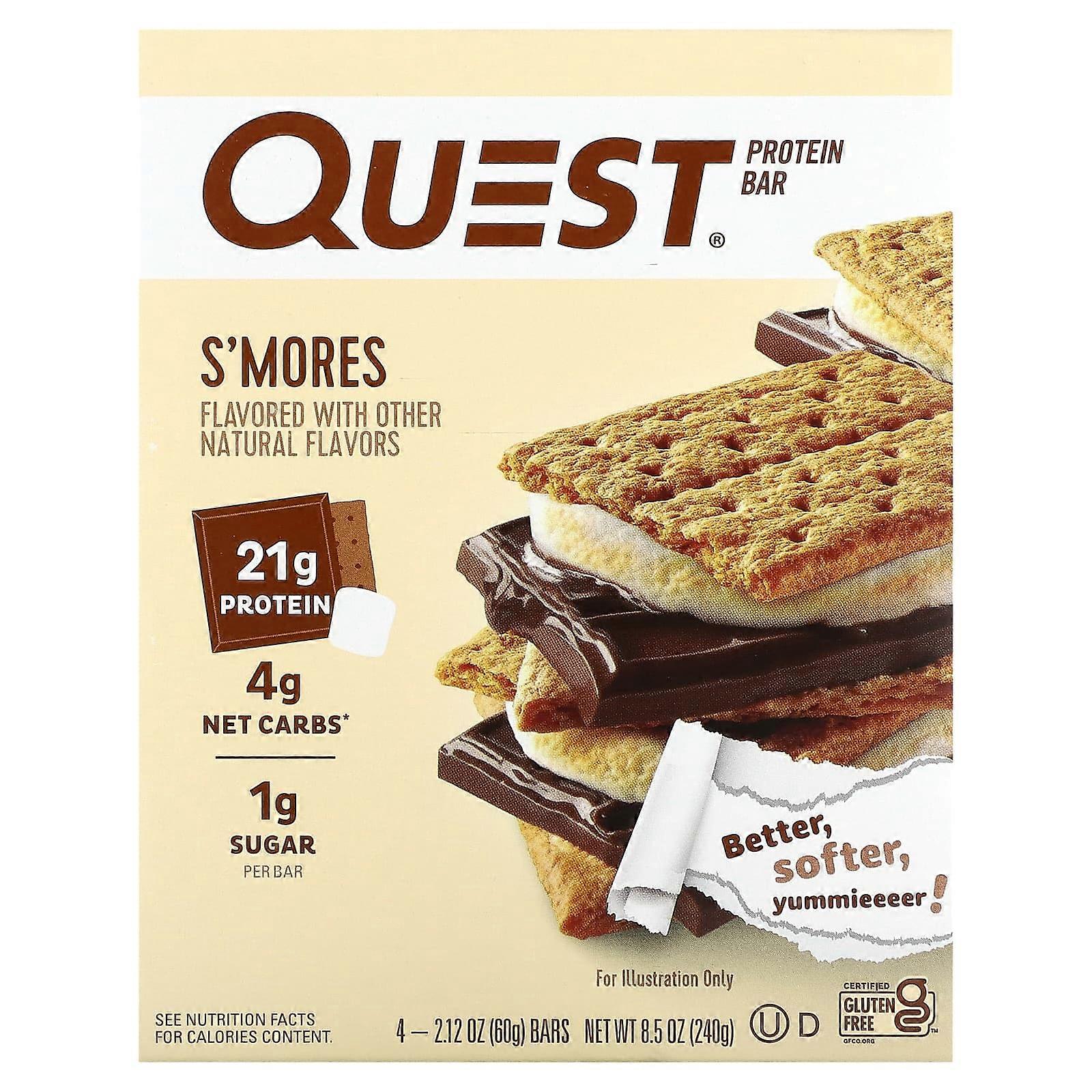 Protein Bar, S'Mores, 4 Bars, 2.12 oz (60 g) Each