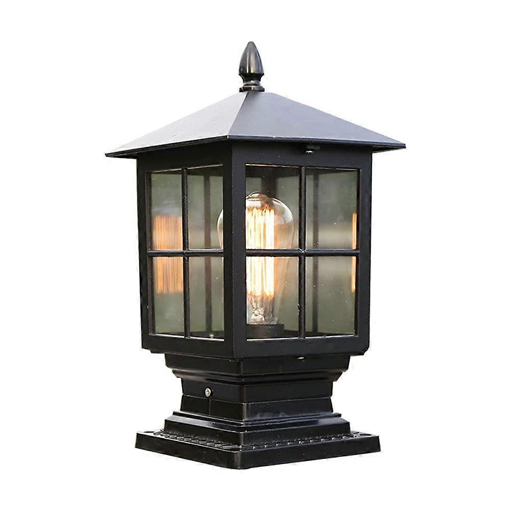 Clear Glass Column Lights Chinese Style Pillar Post Lantern With Pier Mount Base For Garden Patio Porch