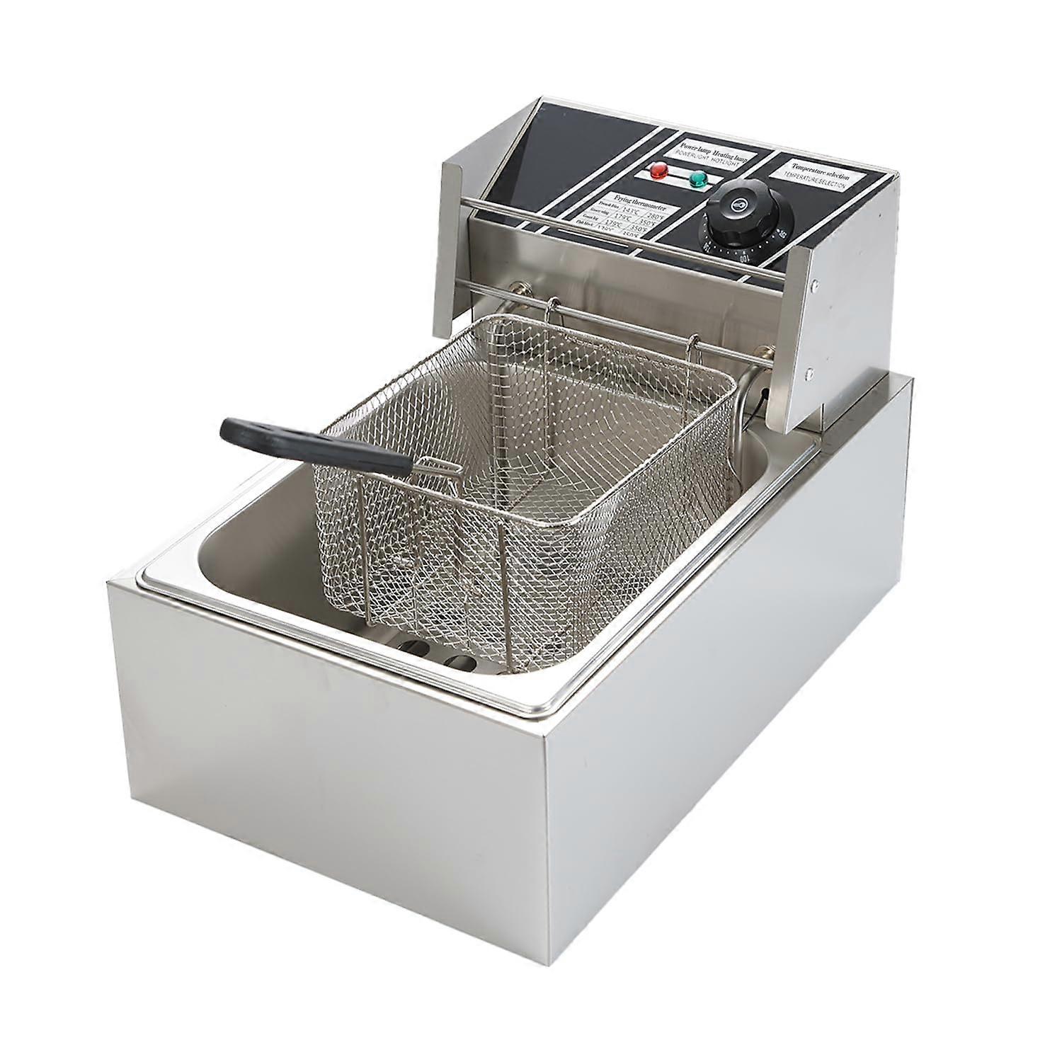 Deep Fat Fryer 12L/6L Capacity Electric Stainless Steel With Basket And Lid Easy Clean Adjustable Temperature Control