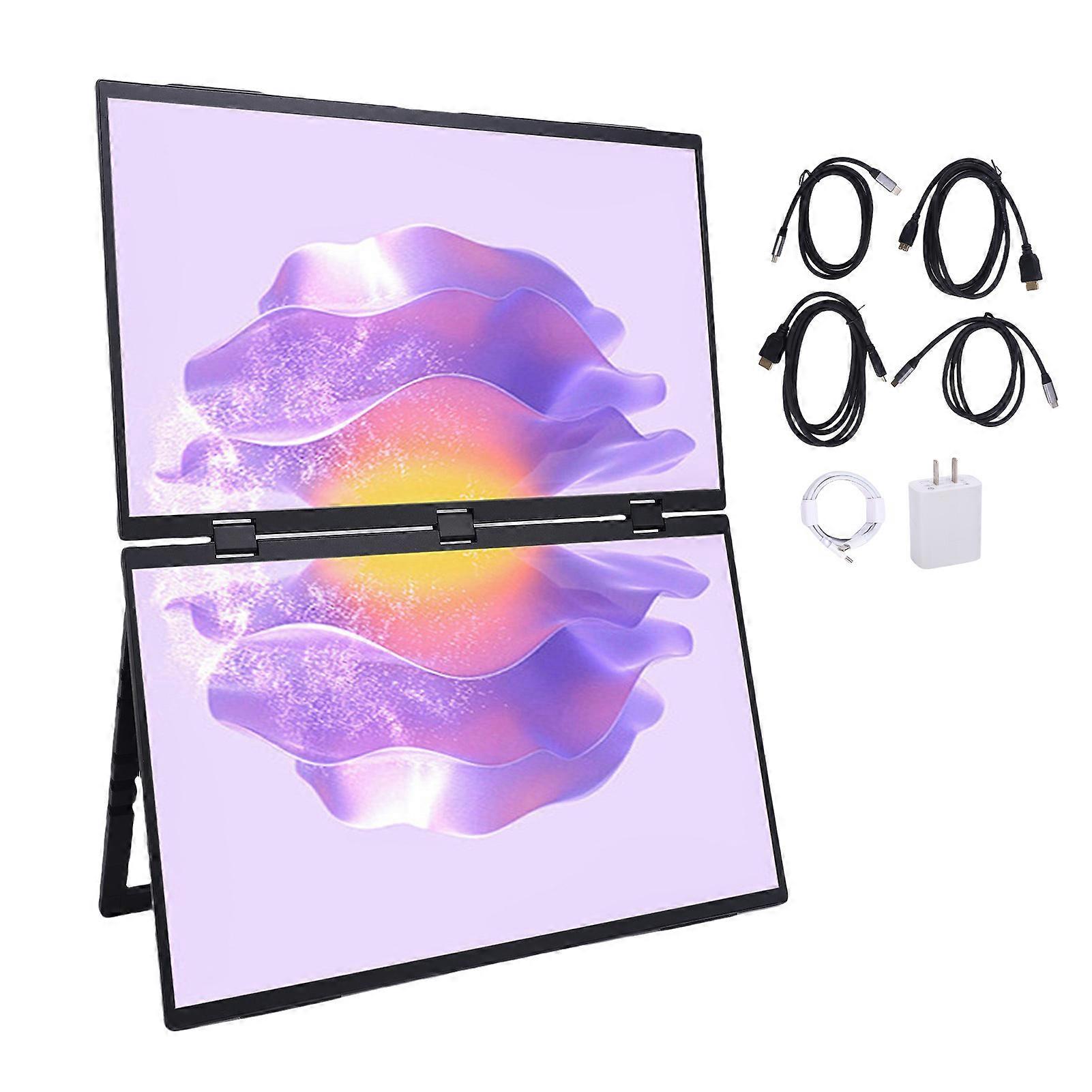 Folding Laptop Screen Extender 18.5 Inch Dual 1080P Monitor Type C for RasPi OS