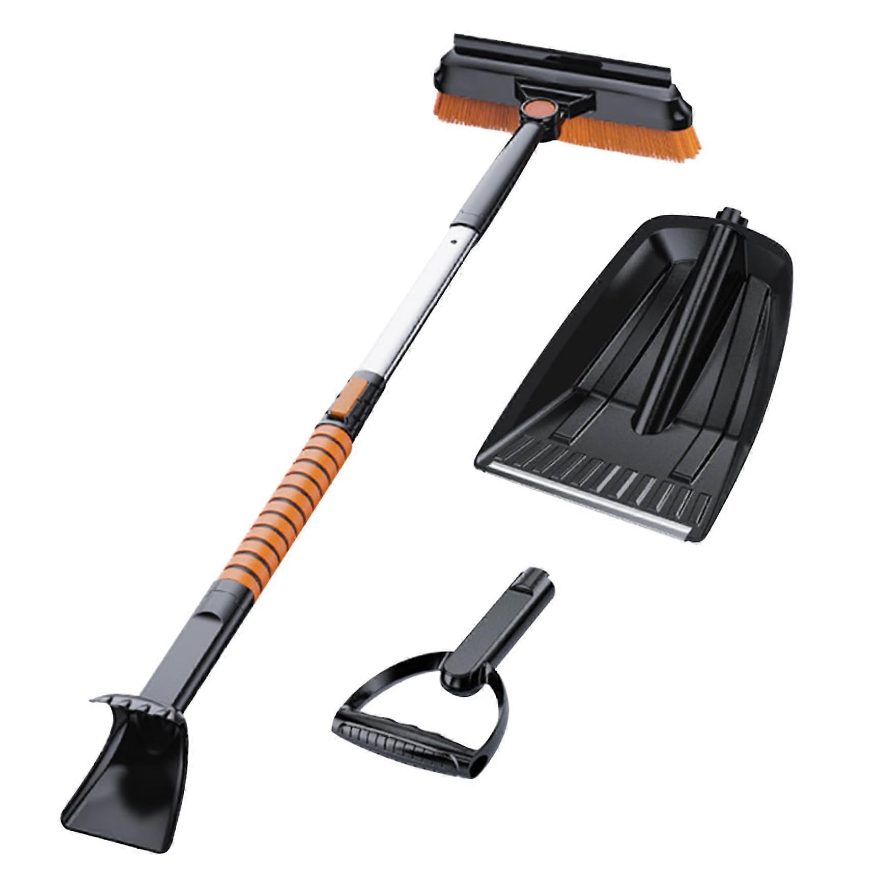 Retractable 5in1 Car Snow Shovel, 180Degree Rotating Snow Brush, Ice Scraper, Foam Handle, Removable Tool For Cars