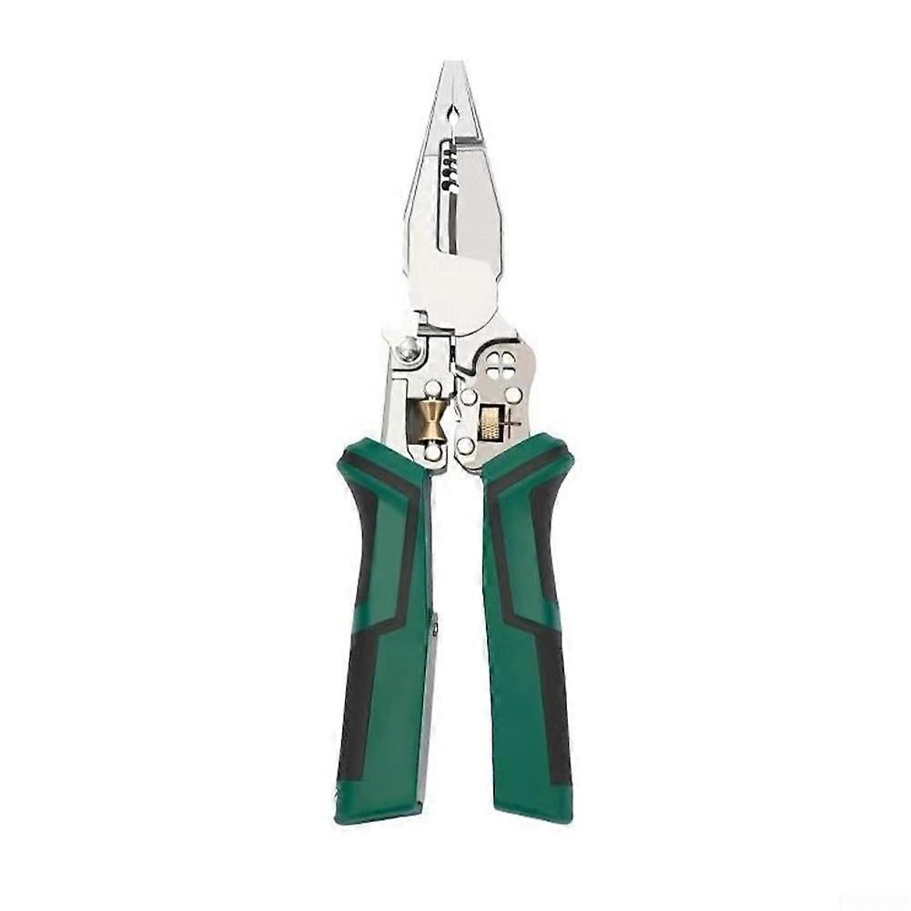 8in1 Insulated Wire Stripper Tool With Voltage Detector 121000V, NonContact Tester, AWG 1024, Green And Black