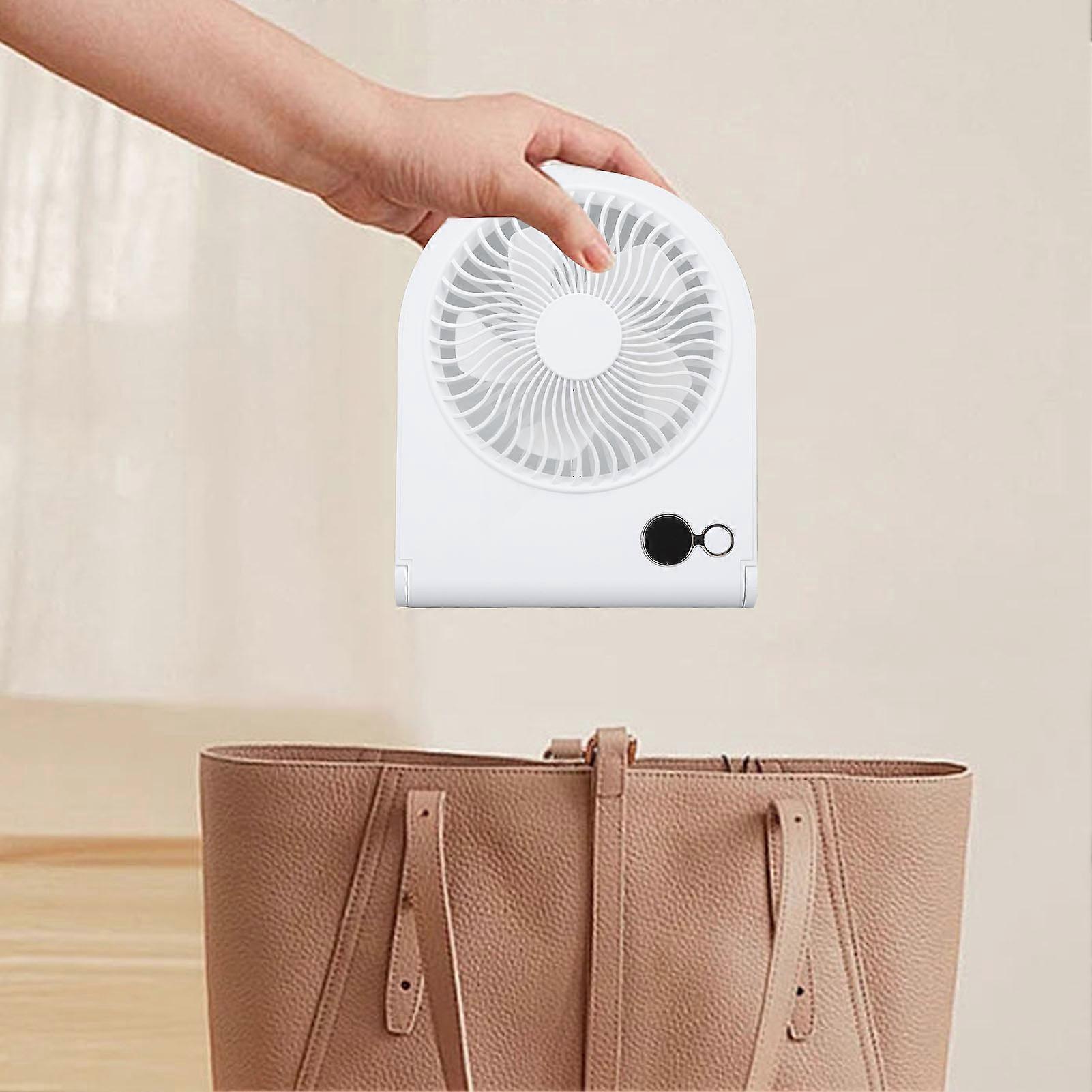 USB Desk Fan Digital Display Strong Wind 3 Speeds Quiet Slim Portable Desktop Table Fan for Home Office Desktop Student Dormitory White 