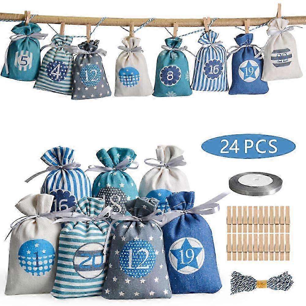 Advent Calendar Reusable, Christmas Blank Advent Calendar To Fill Yourself, Hanging Advent Calendar With Wooden Clips And Hemp Rope, Christmas