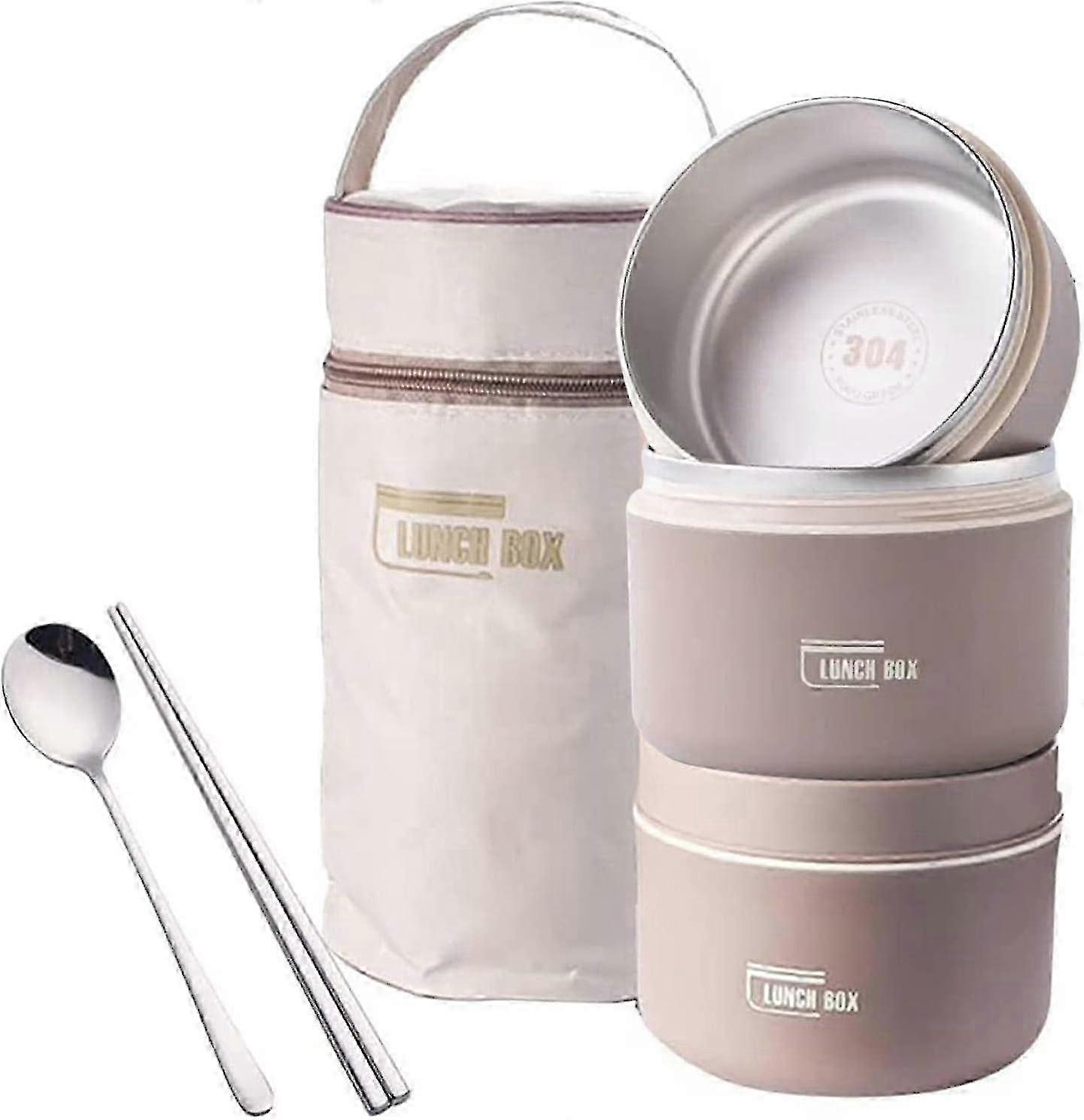 Insulated Bento Box, Stackable Insulated Lunch Box, Portable Food Container With Lunch Bag, Stackable Leakproof Stainless Steel Food Container