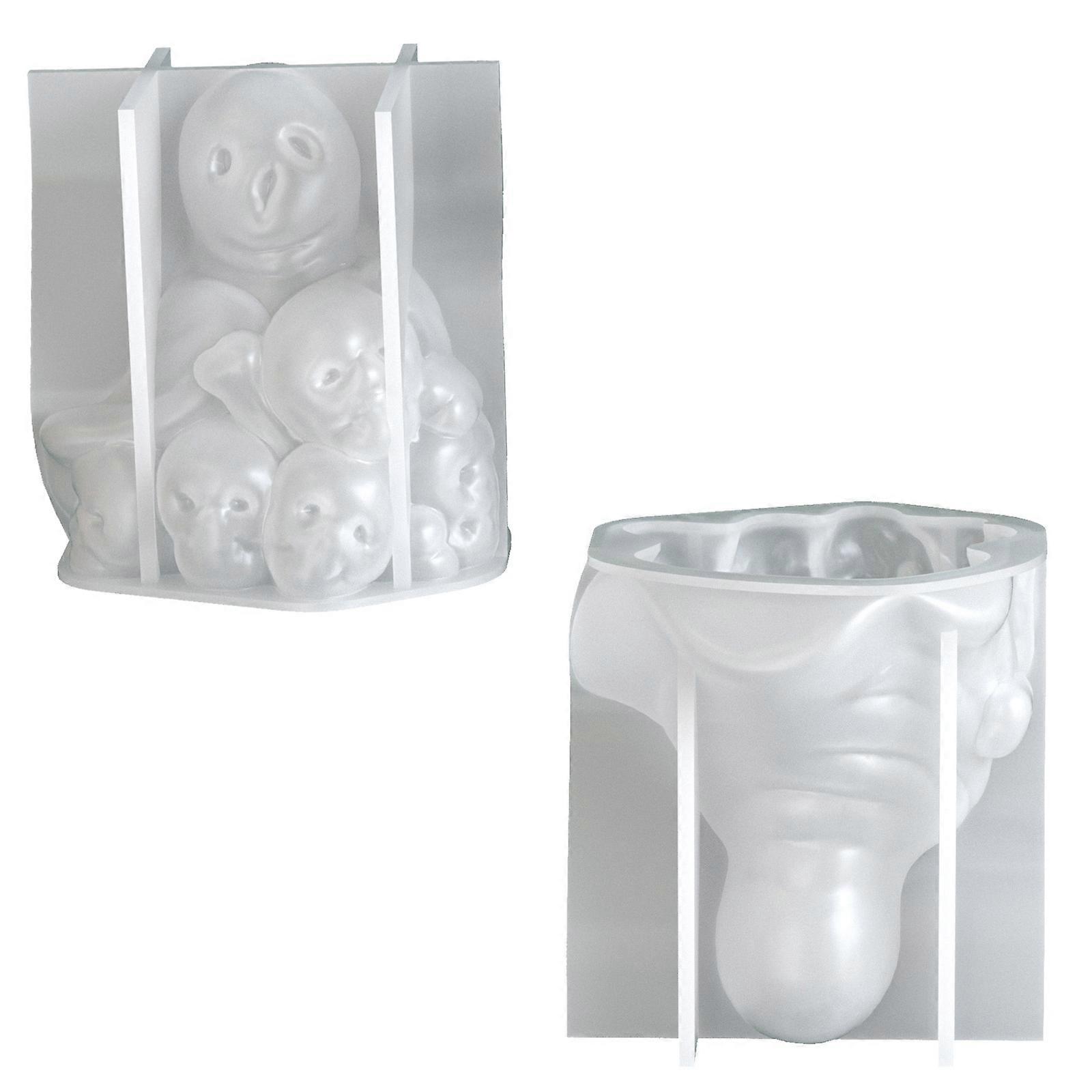 3D Stacked Skull Bone Silicones Mold High Temperatures Resistant Crafting Chocolate Soap Scented Candle Making Project Multicolor