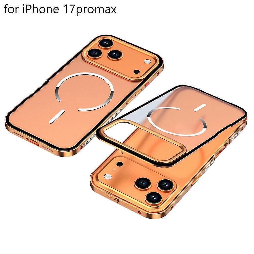 Magnetic Shockproof Phone Case for 17 Pro Max Metal Frame with Cooling Mesh and Anti-Fingerprint Frosted Backplate