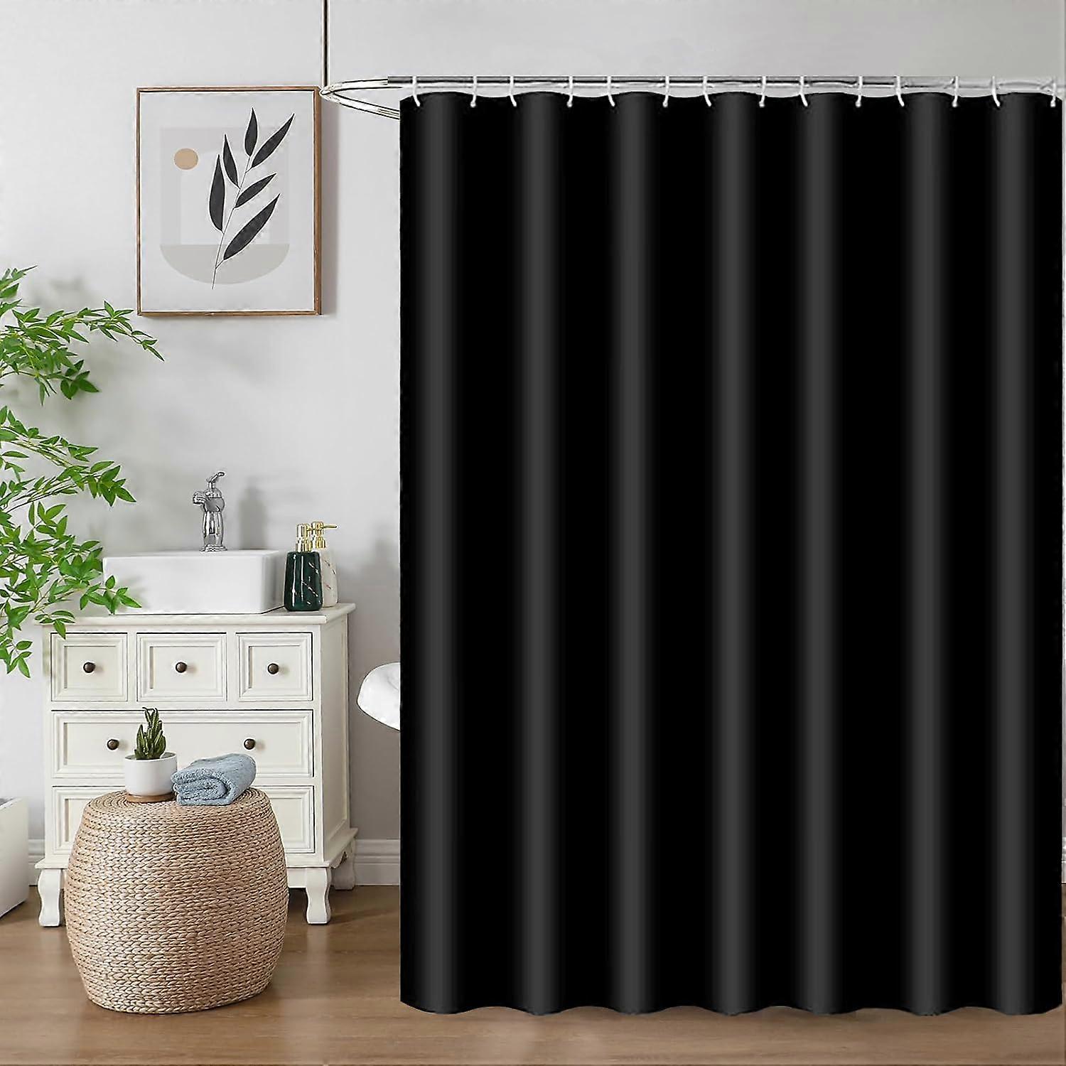 Shower Curtain For Bathroom PEVA Fabric With Grommets And Hooks 180x180 CM Black Mildew Resistant And Washable 1 Panel