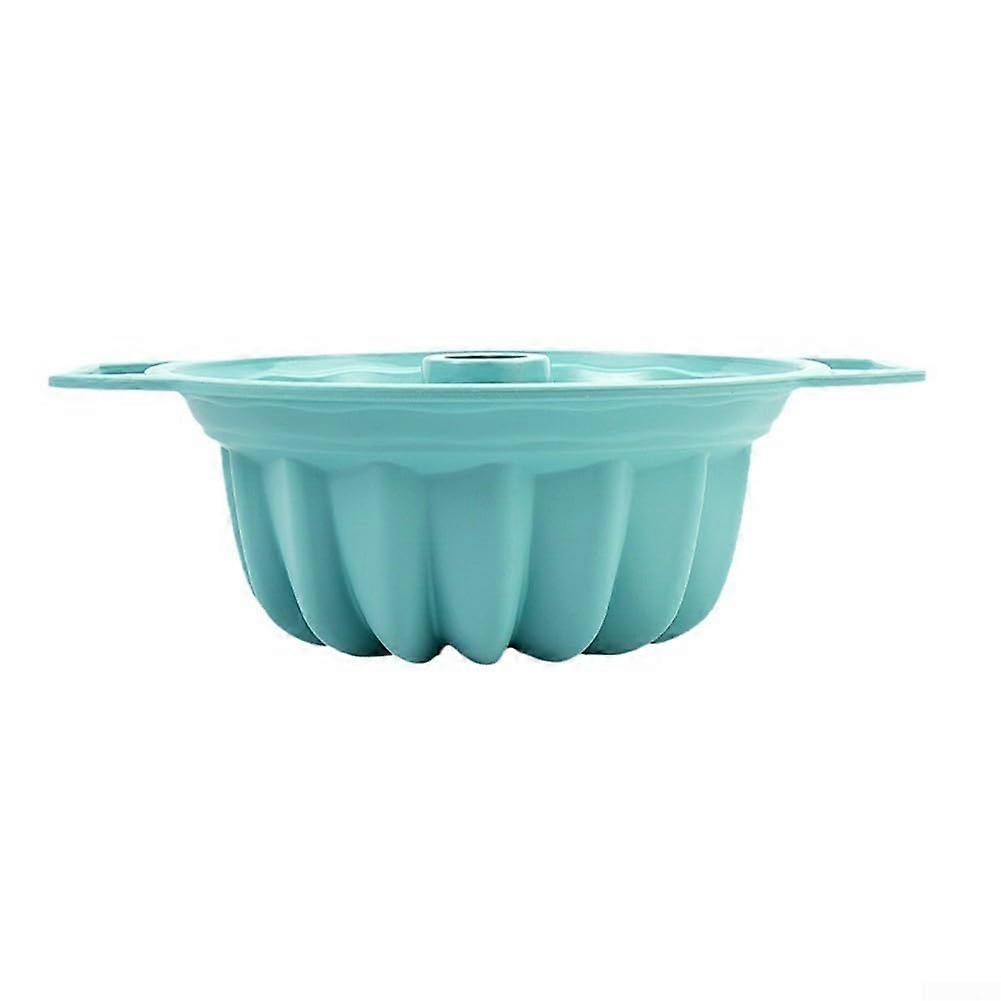 Fluted Silicone For Cake Pan With Handle Heat Resistant Oven And Microwave Safe Blue For Cakes Bread Jello