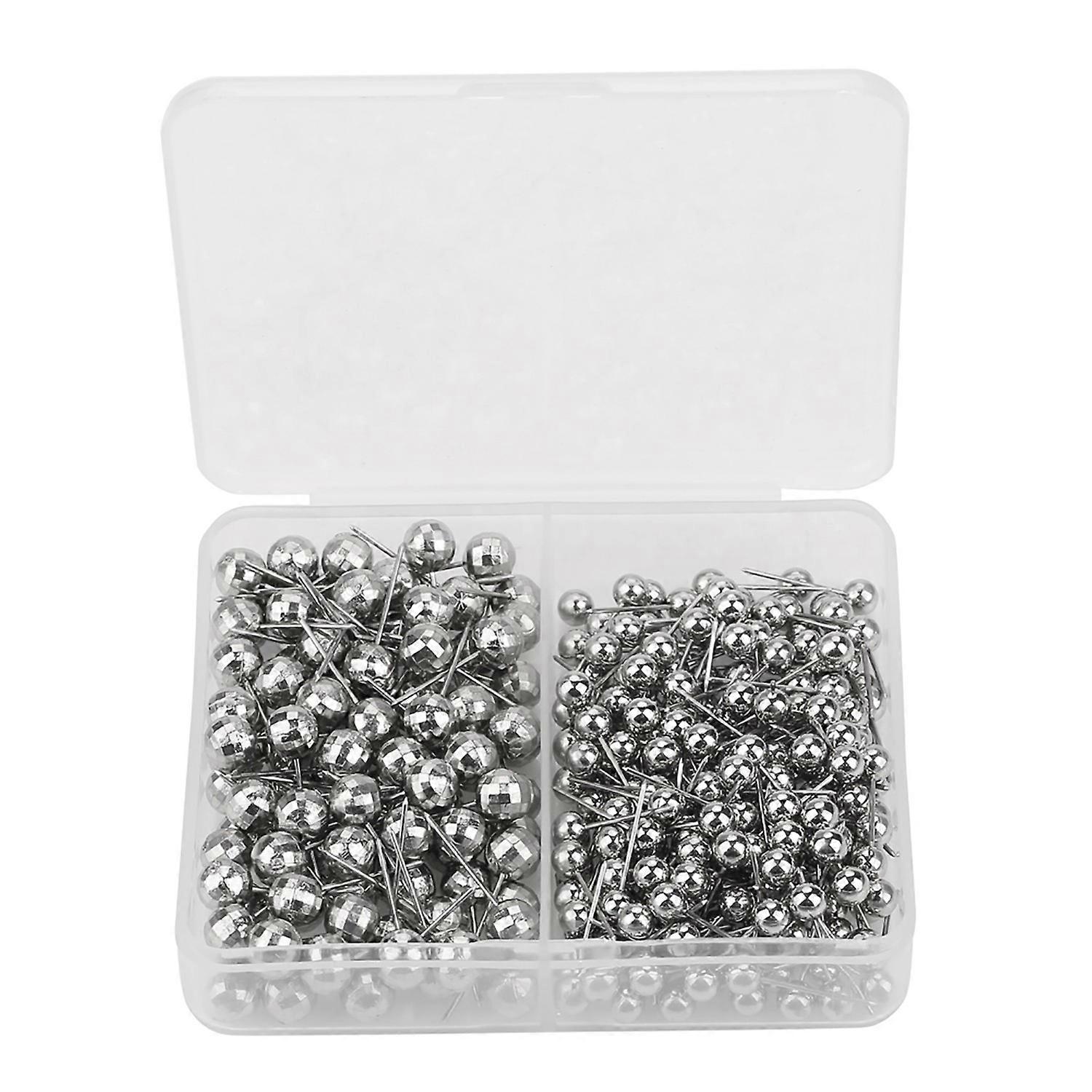 300pcs Round Pearl Head Pins Dressmaking Sewing Fixed Marking Practical Tool (Silver)