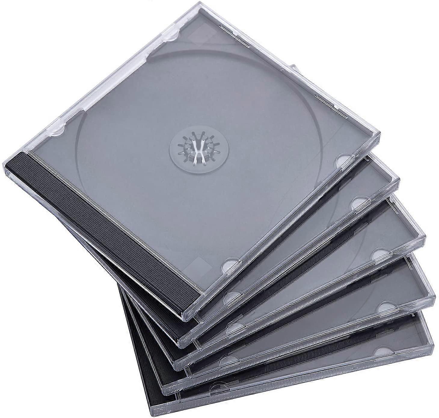 10.4 mm Standard Single Clear CD Jewel Case with Assemb Black Tray, 10 Pack