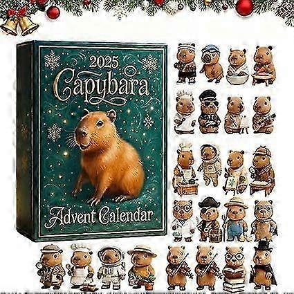 Capybara Advent Calendar 2025,2d Acrylic Capybaras Ornaments Christmas Decor,24 Days Christmas Advent Countdown Calendar with 24 PCS Capybara Ornament