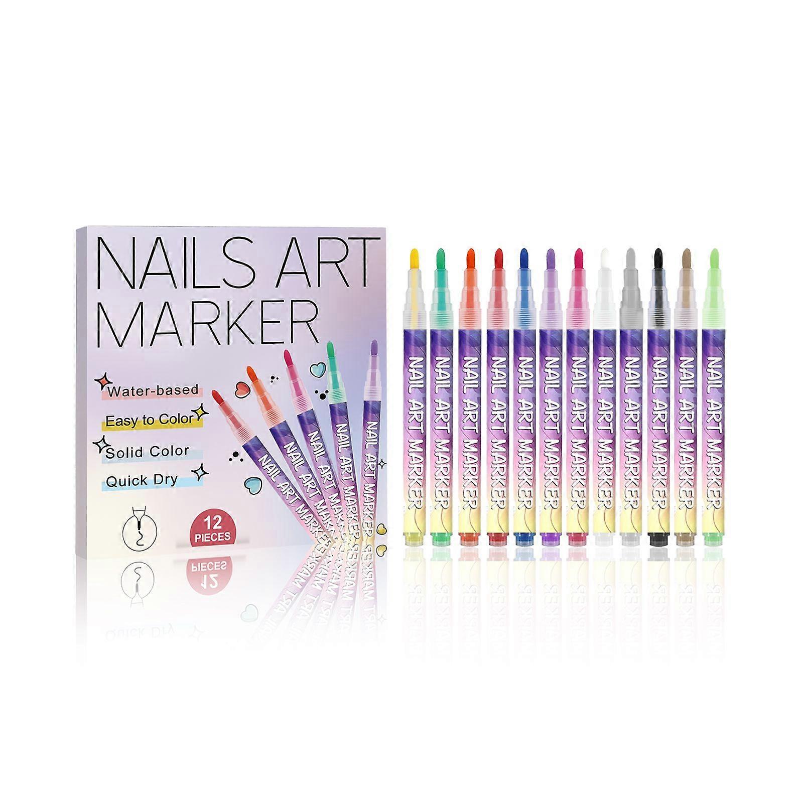 AMZ Diy Nail Art Graffiti Pen, Fine Tip, Long-Lasting Color, Easy To Operate And Color For Daily Use By Beginners