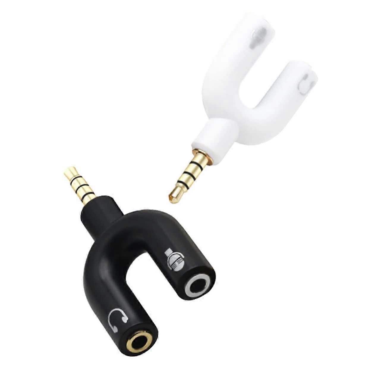 2pcs Audio Converter Headset Splitter Adapter Headphone Microphone Splitting, Gaming And Office Use PC Laptop Compatible