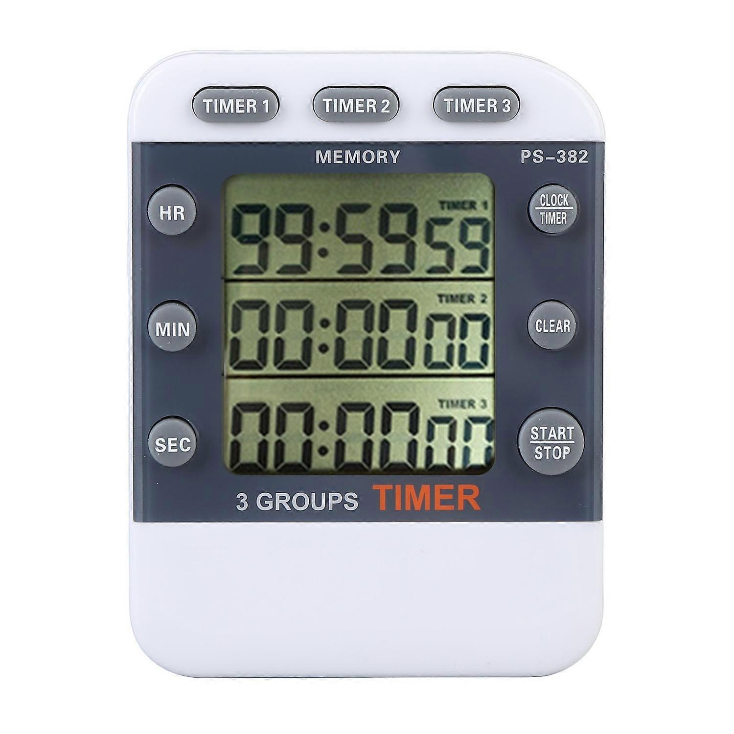 Electronic Timer 3 Channels Countdown Reminder Digital Timer for Kitchen Cooking School Parking