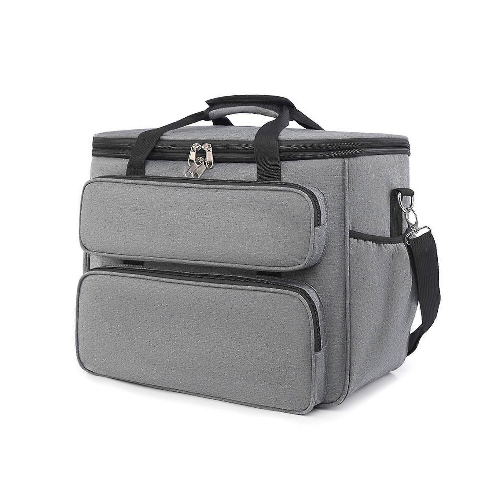 Foldable Sewing Supplies Organizer with Shoulder Strap Multi Pockets Waterproof Fabric Accessories Storage Bag  Light Grey