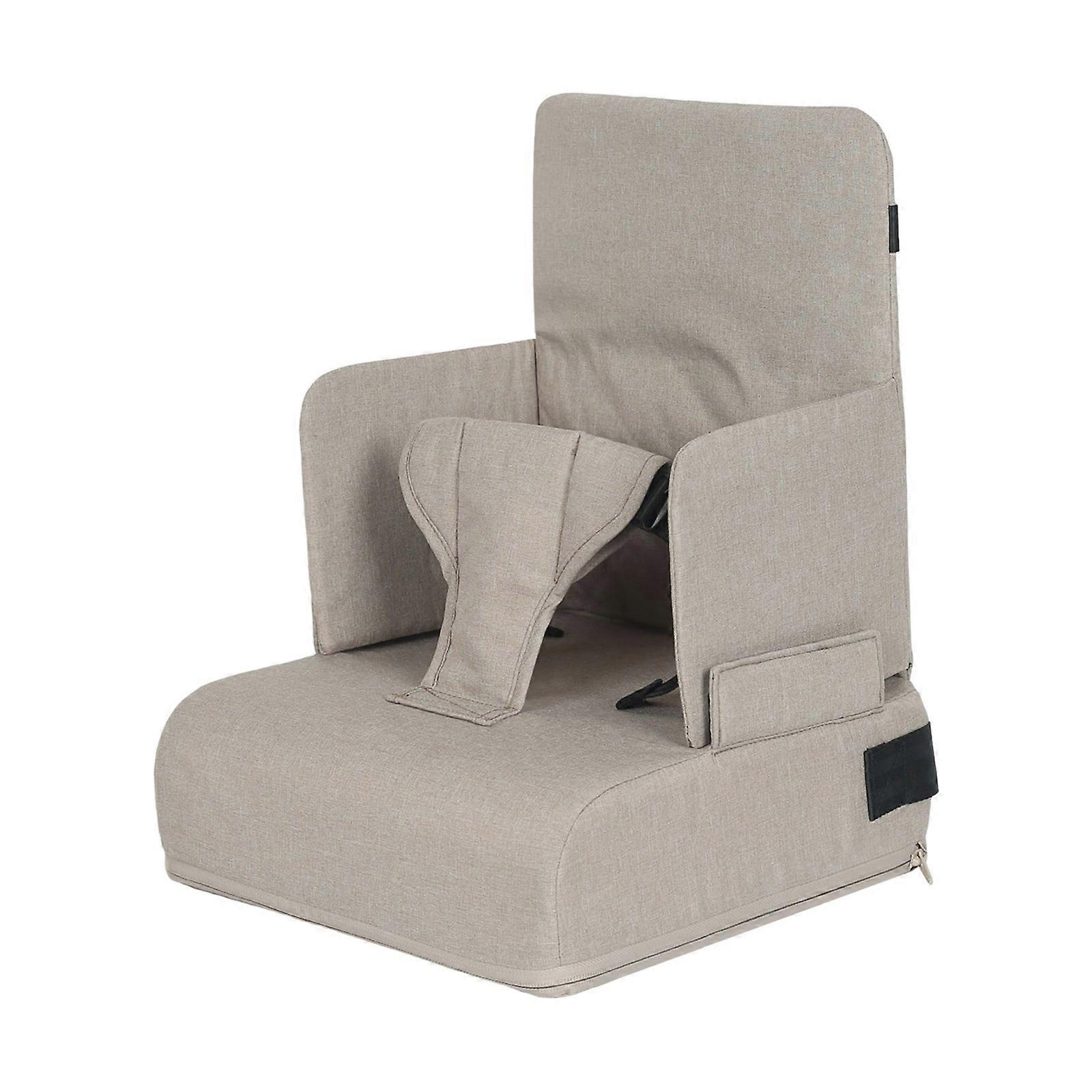 Transportable Pliable Increaser Chair For Toddlers With Not Slip Base And Impermeable University Fabric  Gray