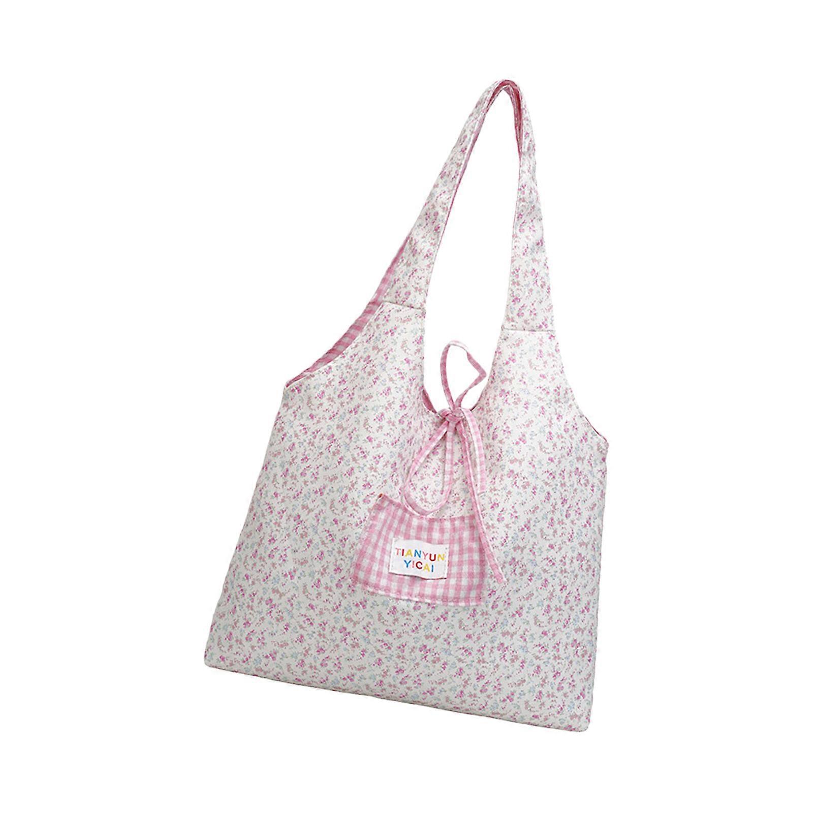 Unisex Canvas Shoulder Bag Reversible Pattern Large Storage Space With Reinforced Stitching And Quick Access Compartments  Pink