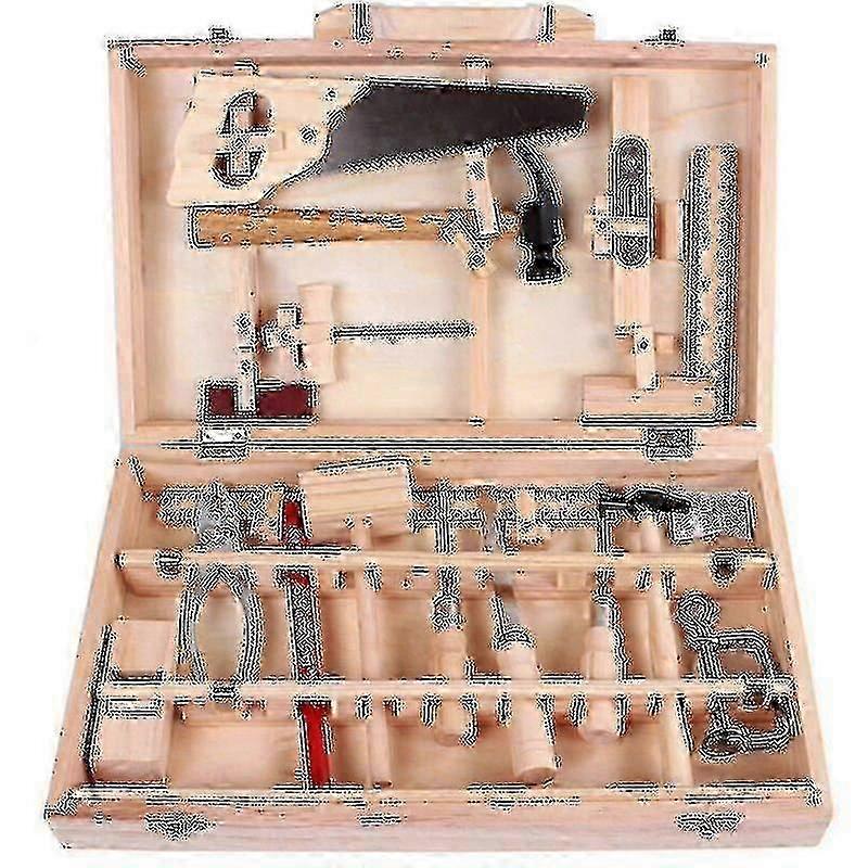 Wooden Carpenter Tool Set for Kids: 16-Piece Box with Disassembly & Assembly for STEM Learning Fun