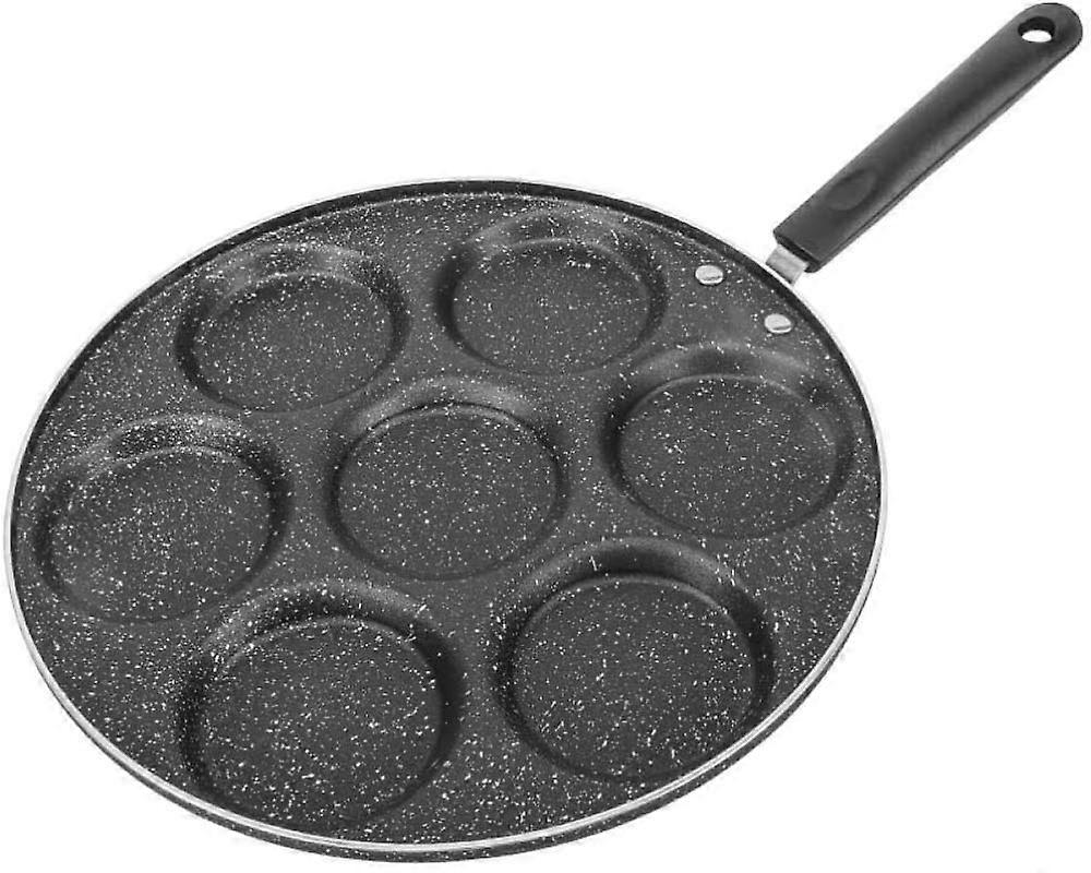 Non Stick Egg Frying Pan with 7 Hole Design for Pancakes, Breakfast Cooking Skillet