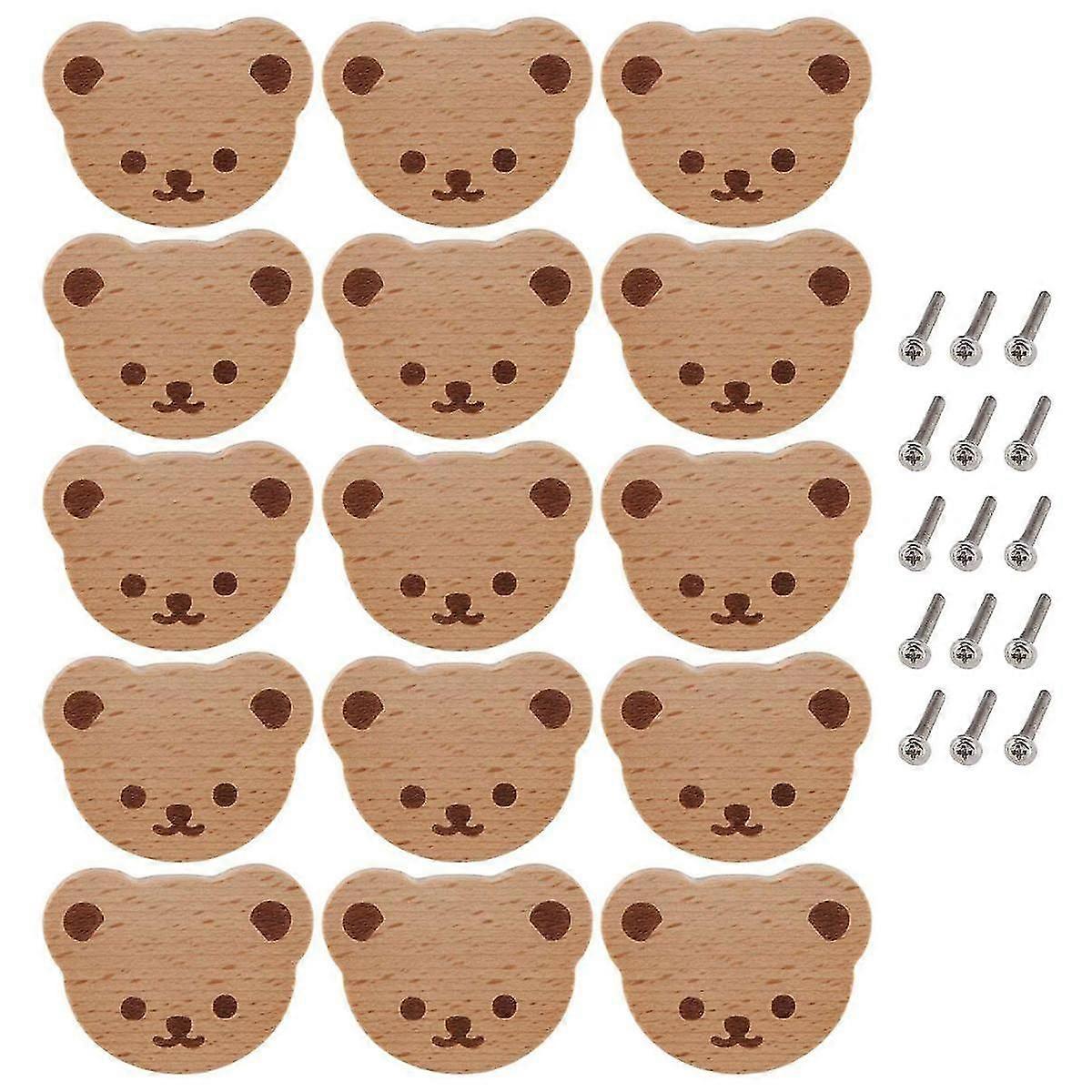 15pcs Furniture Knobs,wooden Drawer Knobs, Wooden Cupboard Knobs,bear Drawer Knobs For Kids, Dresse