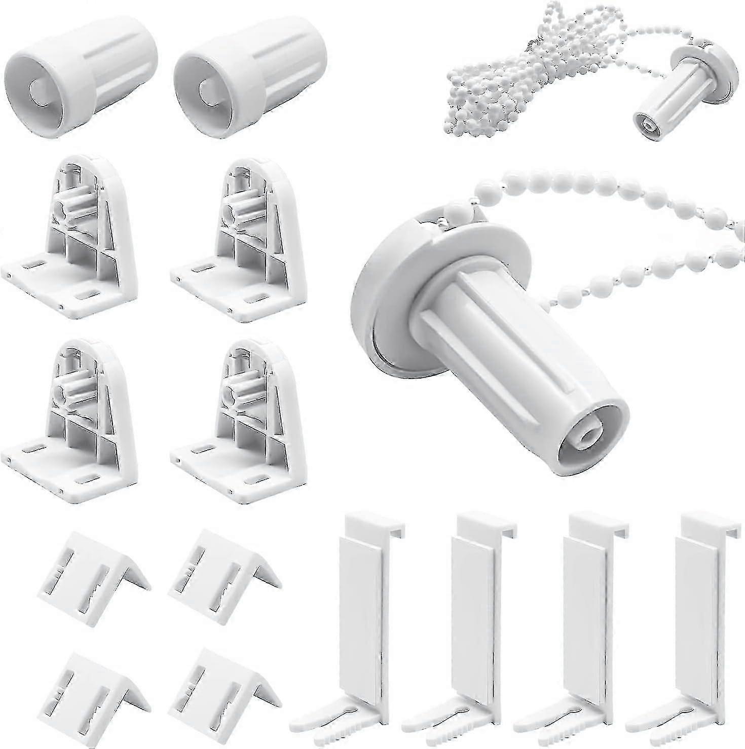 2 Sets 17mm Plastic Roller Blind Repair Kit, No Drilling Kit Required, White