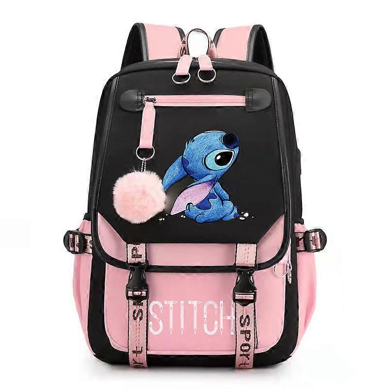 Girls School Backpack Large Capacity Stitch Backpack Casual Pink, Multicolor
