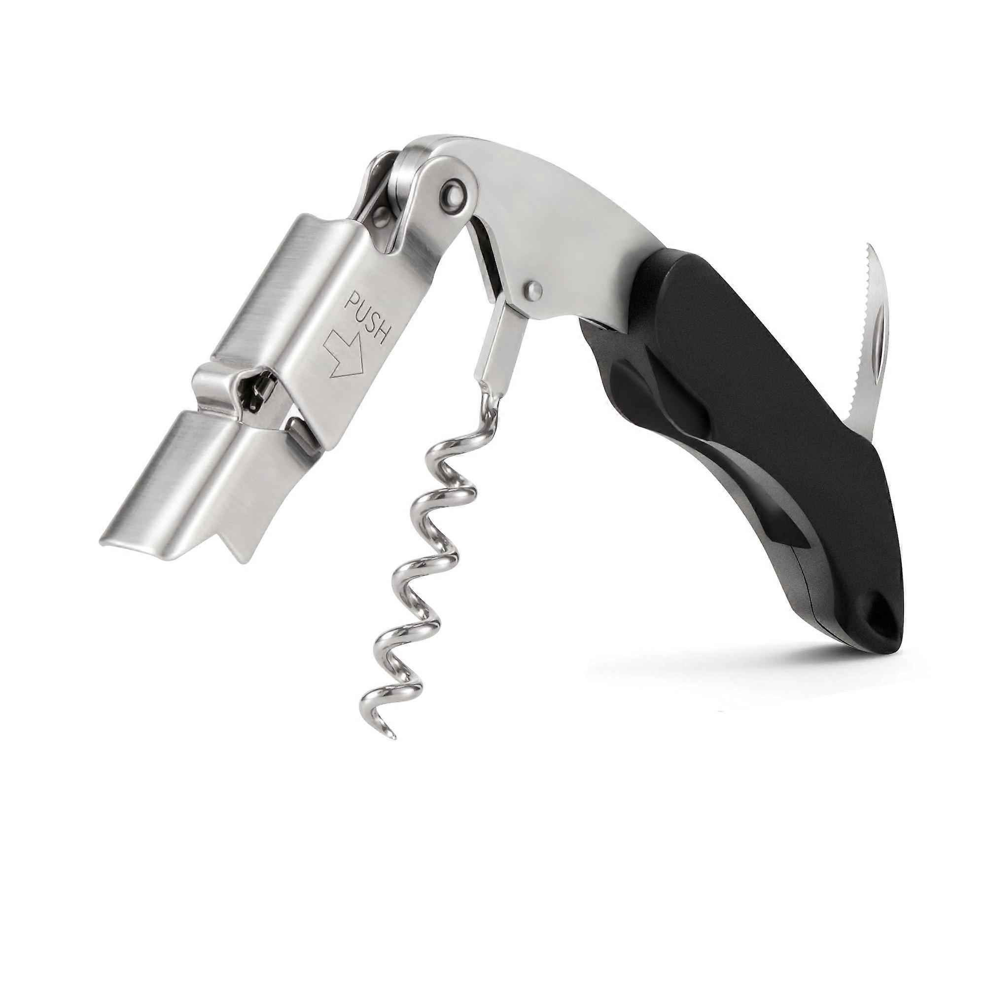 Waiters Corkscrew Wine Opener with Double Hinged Design for Bartenders and Home Use, Black
