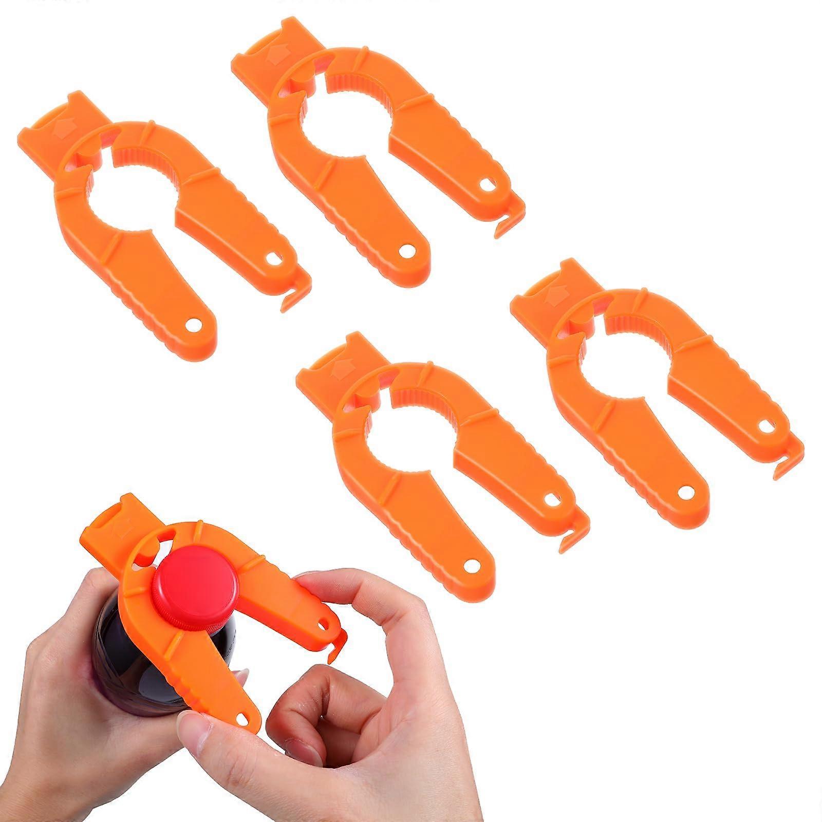 Plastic Bottle Cap Opener Set of 4, 3in1 Jar and Soda Can Opener for Seniors, Arthritis Aid – Orange