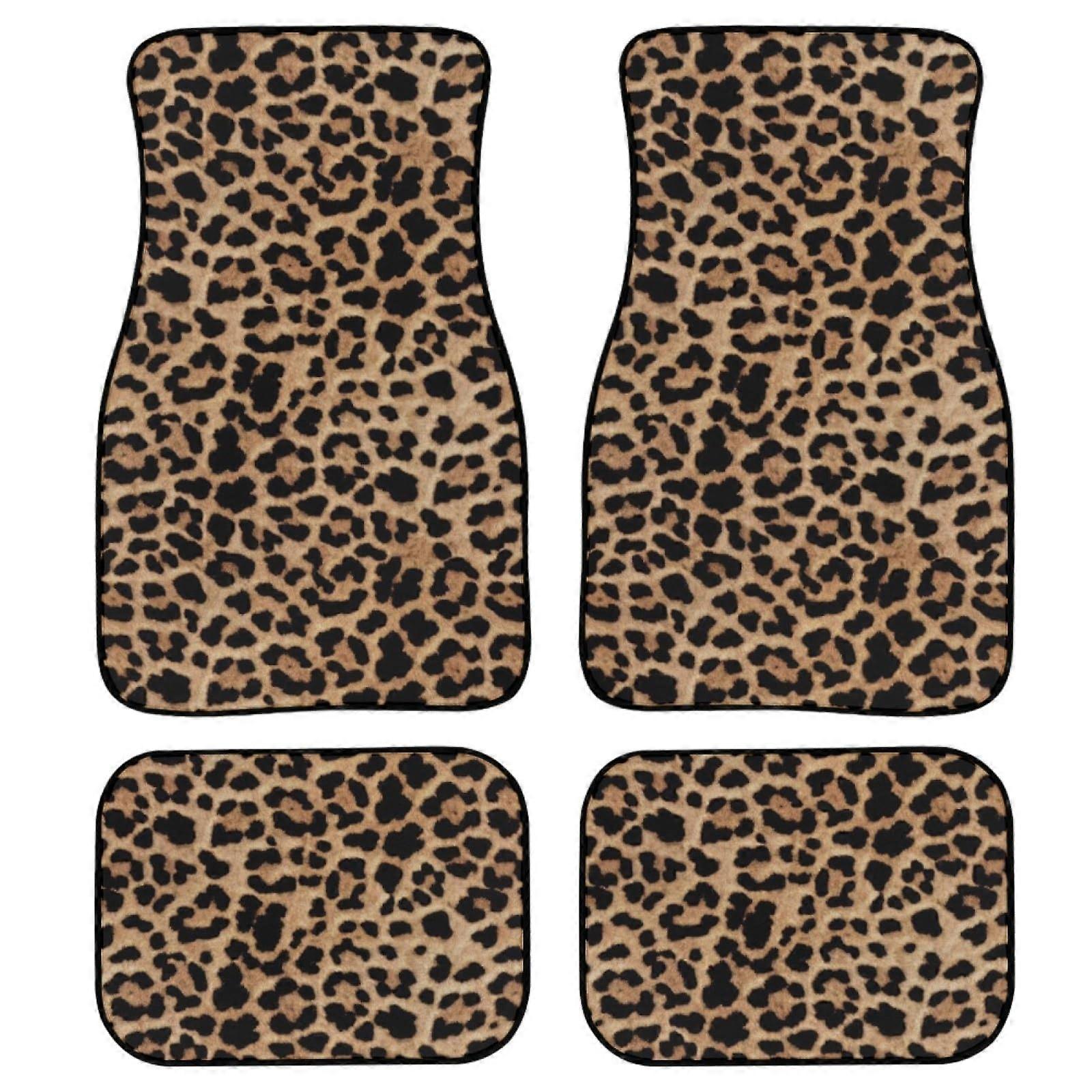 Leopard Print Car Floor Mats 4Piece All Weather Set for SUV Sedan Truck Van
