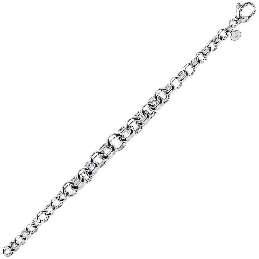 Jewelco London 女士纯银渐变空心 Belcher 链手链 10mm 8.25 英寸