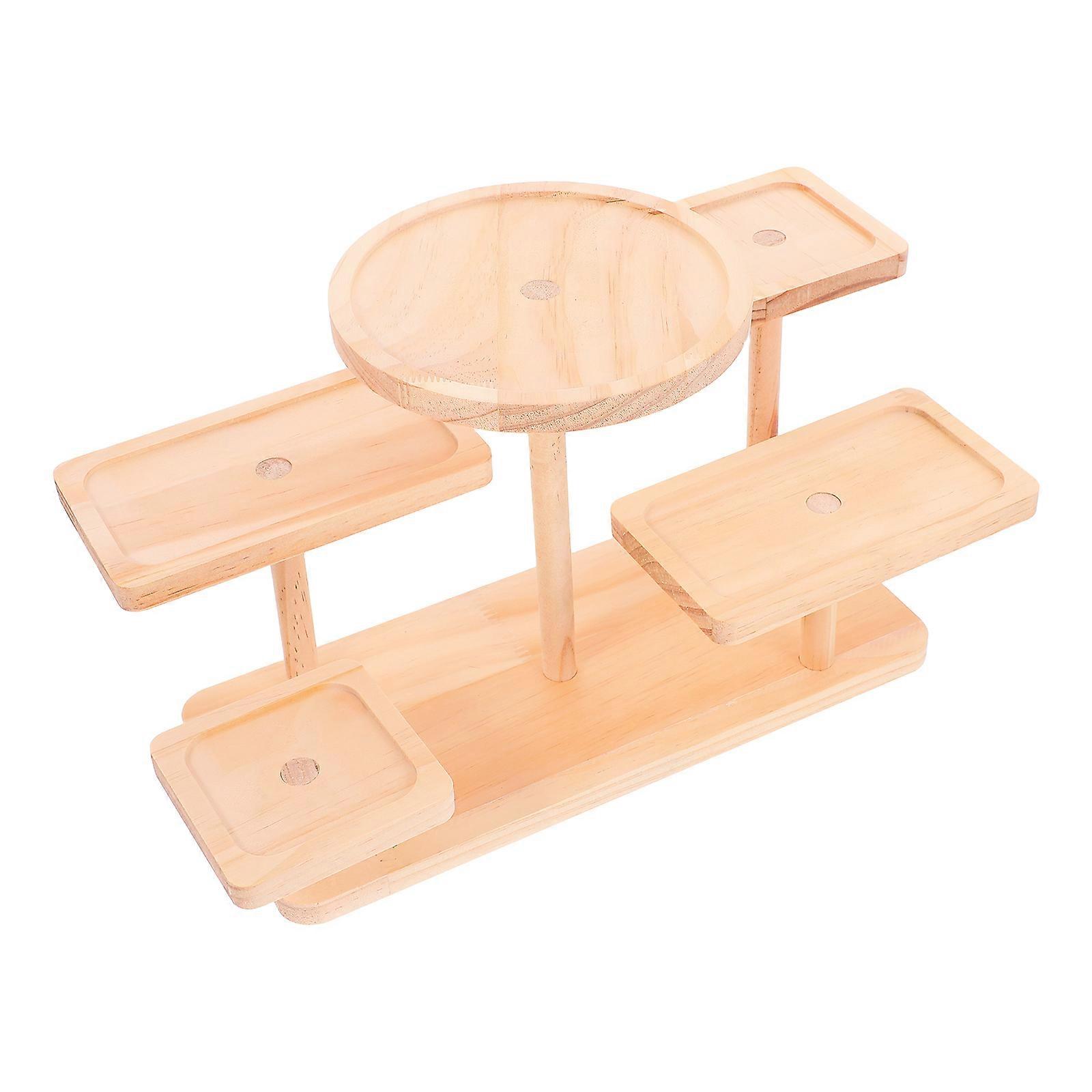 Wooden Display Stand For Jewelry Cakes And Succulents Five-Tier Multi-Function Organizer With Khaki Color And Large Capacity 1Pack