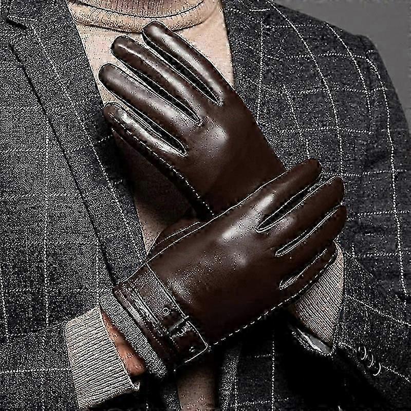 warm sheepskin leather gloves for men with cashmere lining