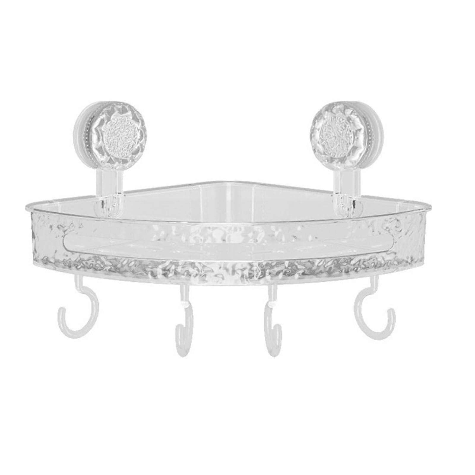 Shower Caddy Corner Shelf, Punch Wall Mounted Bathroom Storage Rack, White Triangular Organizer