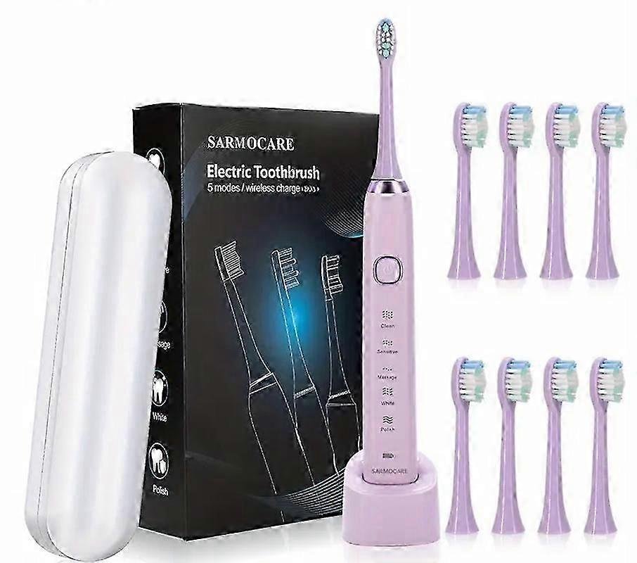 Sarmocare S100 ソニック電動歯ブラシ USB 充電式防水 8 つのブラシヘッド付き 5 つのクリーニングモード オーラルケア