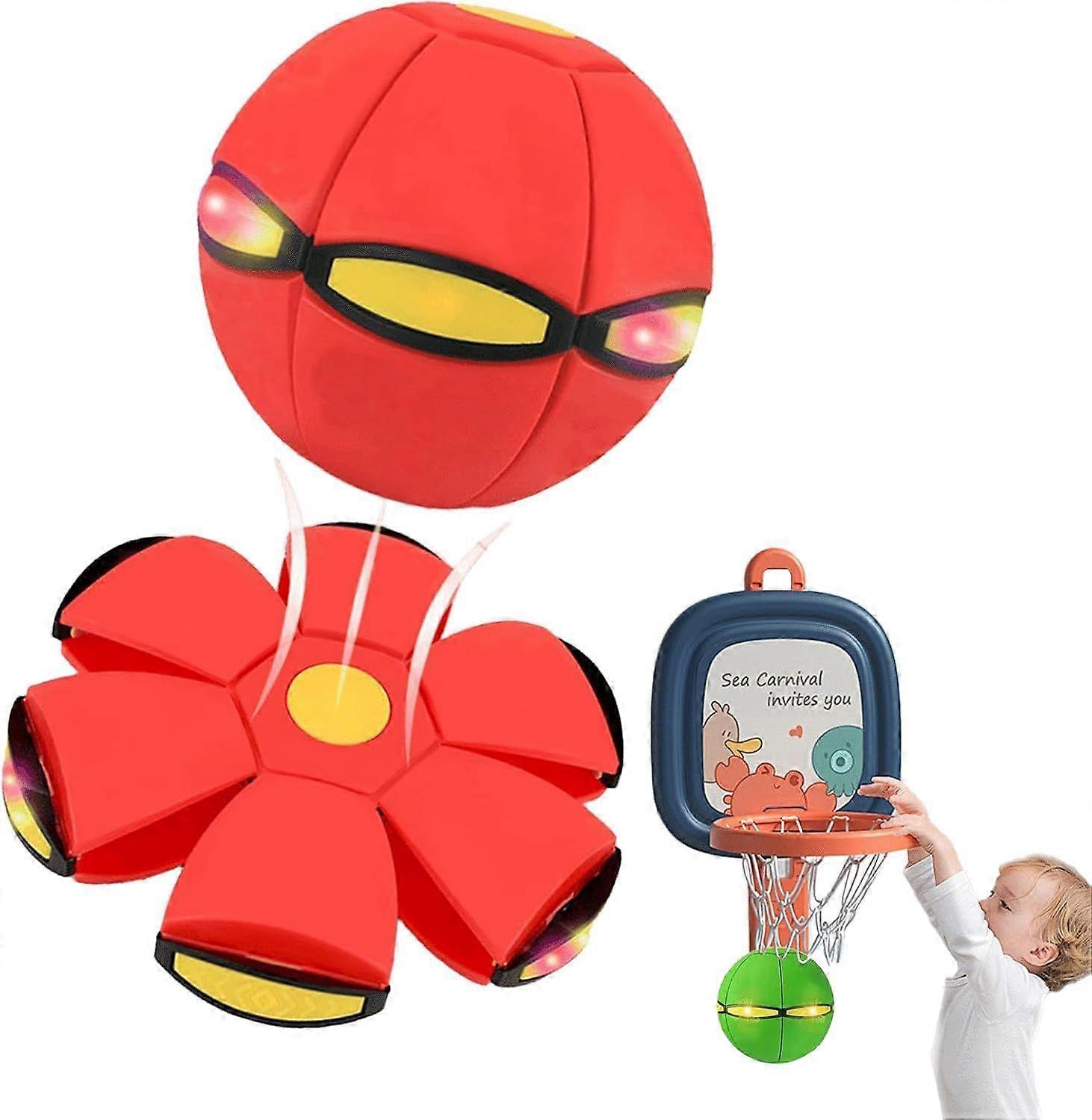 Exquisite Children's Bouncing Ball - Magic Metaball, Magic Flying Saucer, 2-in-1Bouncy Ball with 3 Light, Parent-Child Interaction Game, Safe & Durabl