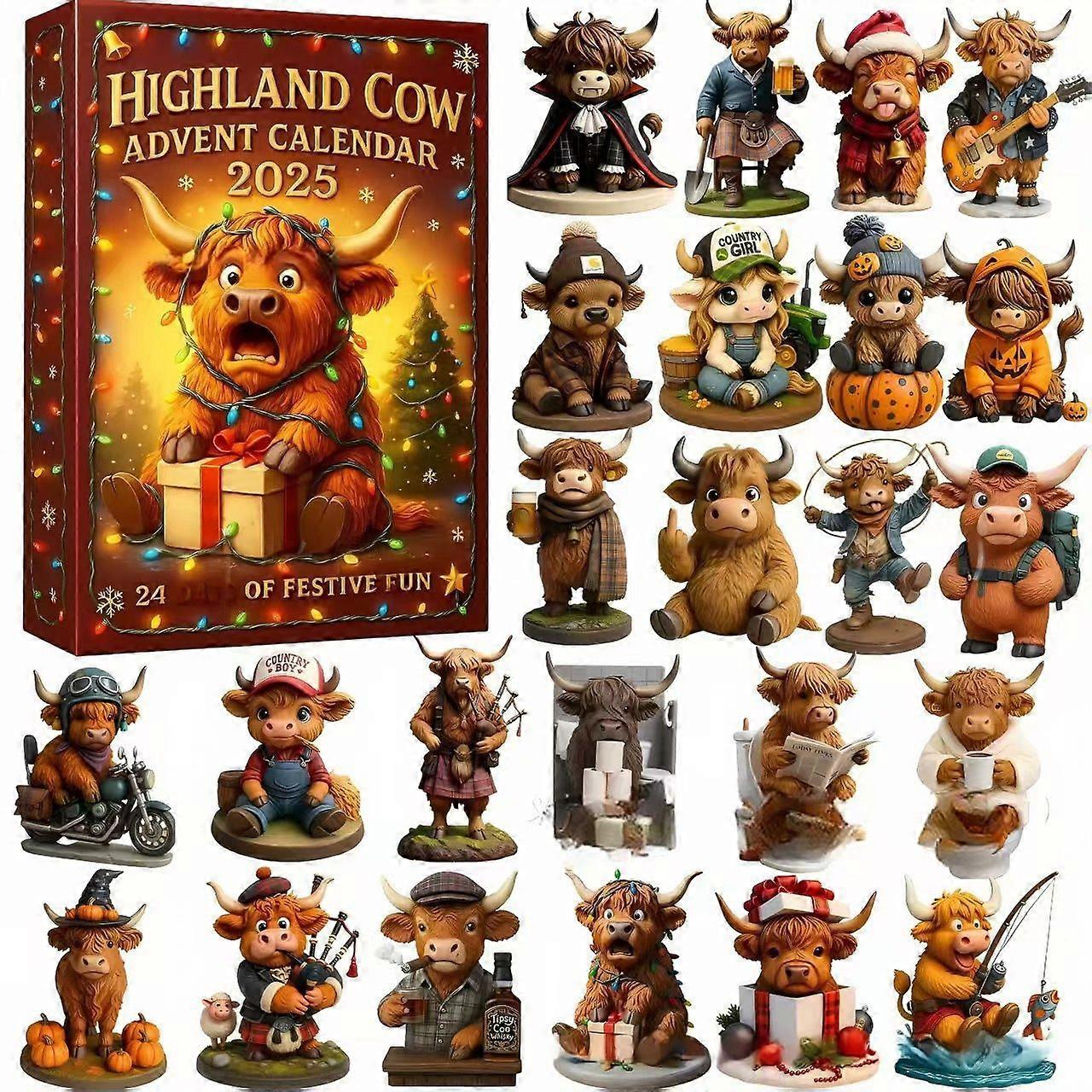 2D Highland Cow Advent Calendar 2025