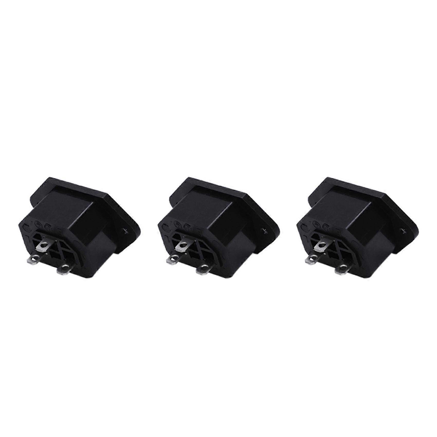 3X AC 250V 10A IEC 320 C13 Panel Mount Plug Connector Socket Black