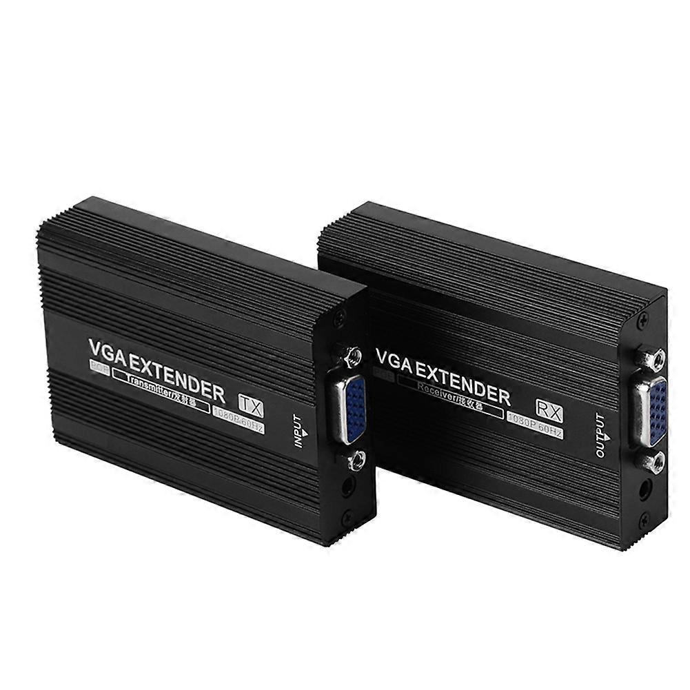 150M VGA Network Extender RJ45 VGA Extender Audio Transmitter Receiver Support POE Power Supply with UK Plug