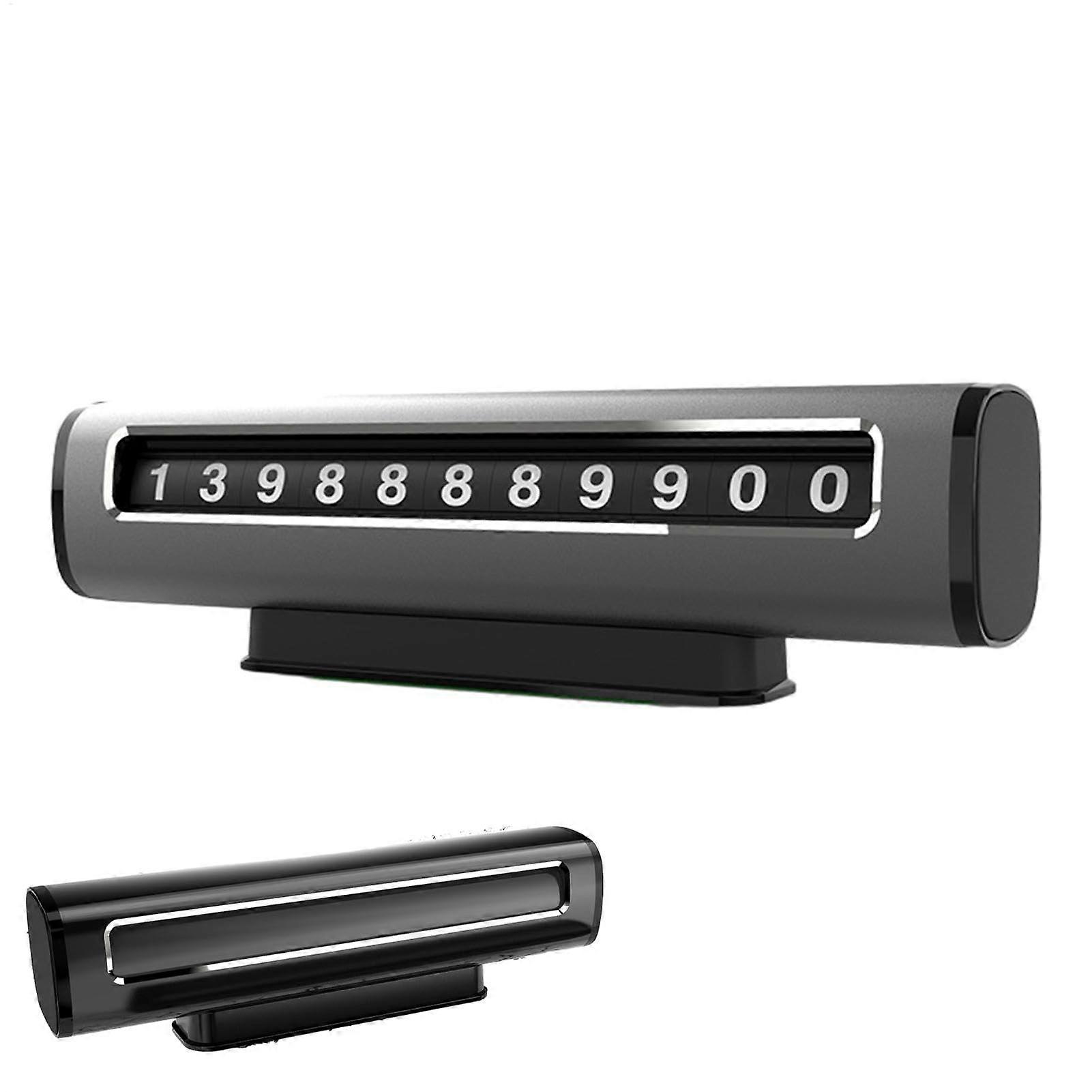 Hideable Car Temporary Parking Card with PushtoHide Design, Dashboard Phone Number Plate Black