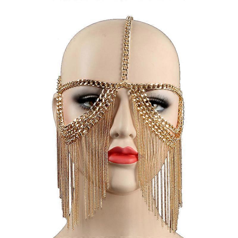 Stunning Luxury Fashion Women Punk Tassel Metal Head Chain Jewelry Gold Color Forehead Headband Piece Hair Band