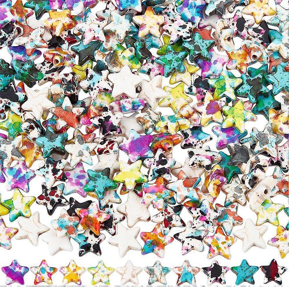 1 Box 200Pcs 10 Colors Star Spacer Bead Ocean Theme Beads Bulk Turquoise Mixed Color Dyed Celestial Loose Stars Shaped Charms for Bracelets Necklaces 