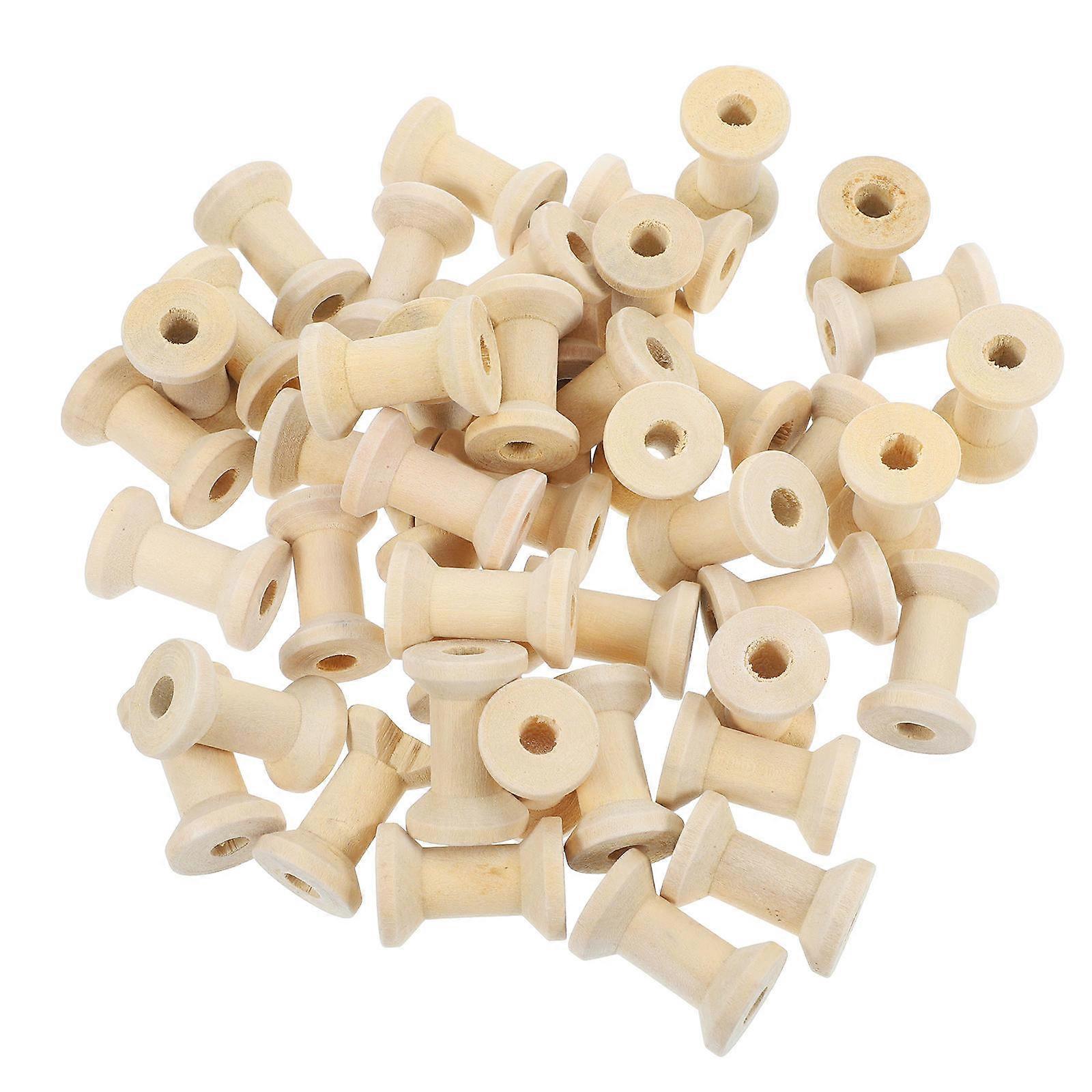 Wooden Thread Spools for Crafts from Wood for Sewing 100Pcs Set