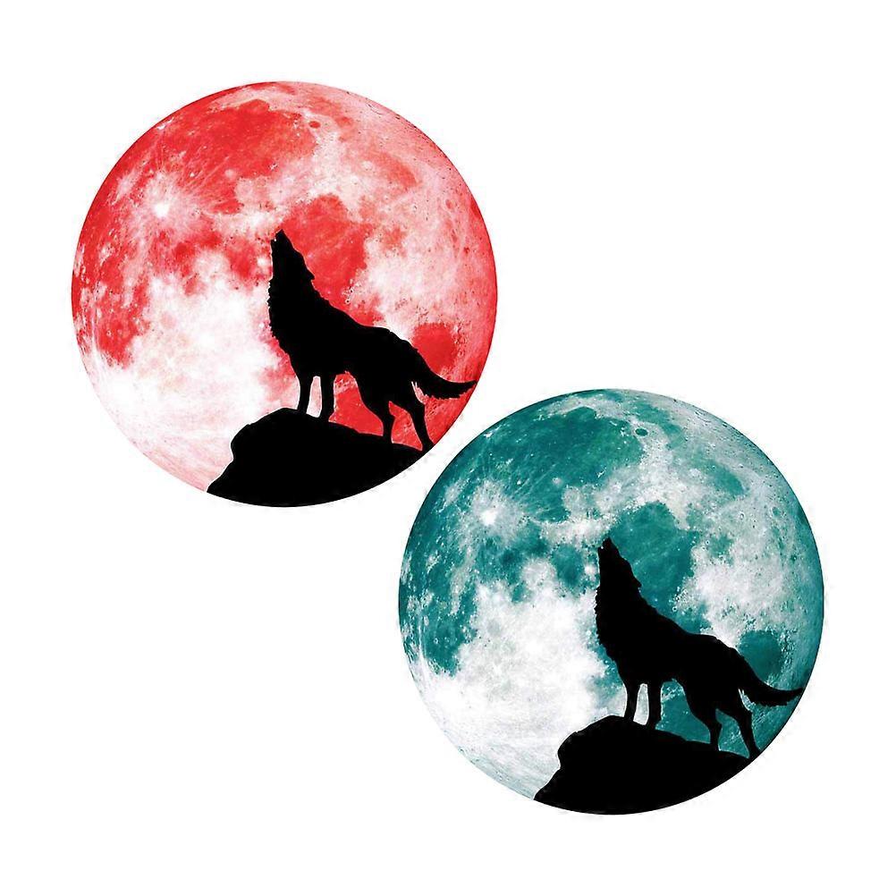 Halloween Glow Sticker Wall Decals for Decor Featuring 6Pcs Moon and Wolf Patterns