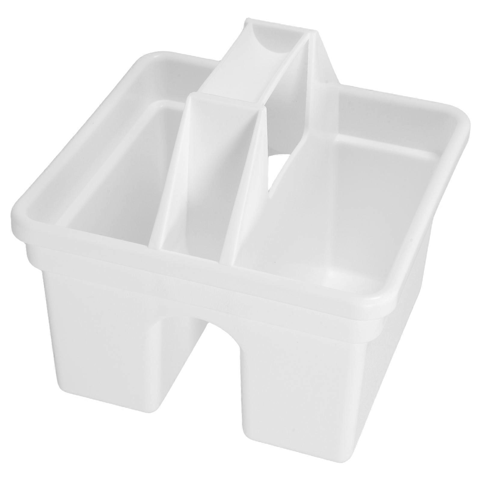Plastic Caddy Organizer with Handle for Storage White Desktop Organizer