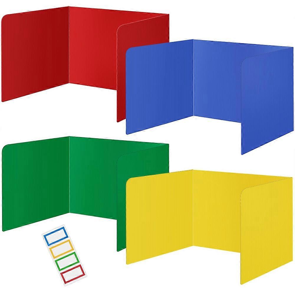 4 Pack Colorful Privacy Floders for Student Desks - Plastic Erasable - Testing Dividers for Classroom - Easy Clean