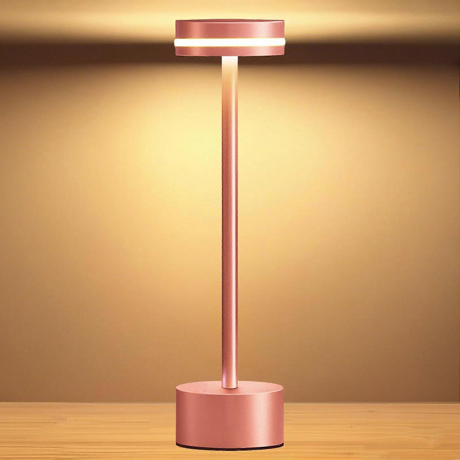 Portable Rechargeable Table Lamp with Touch Stepless Dimming, USBC Charging, Rose Gold