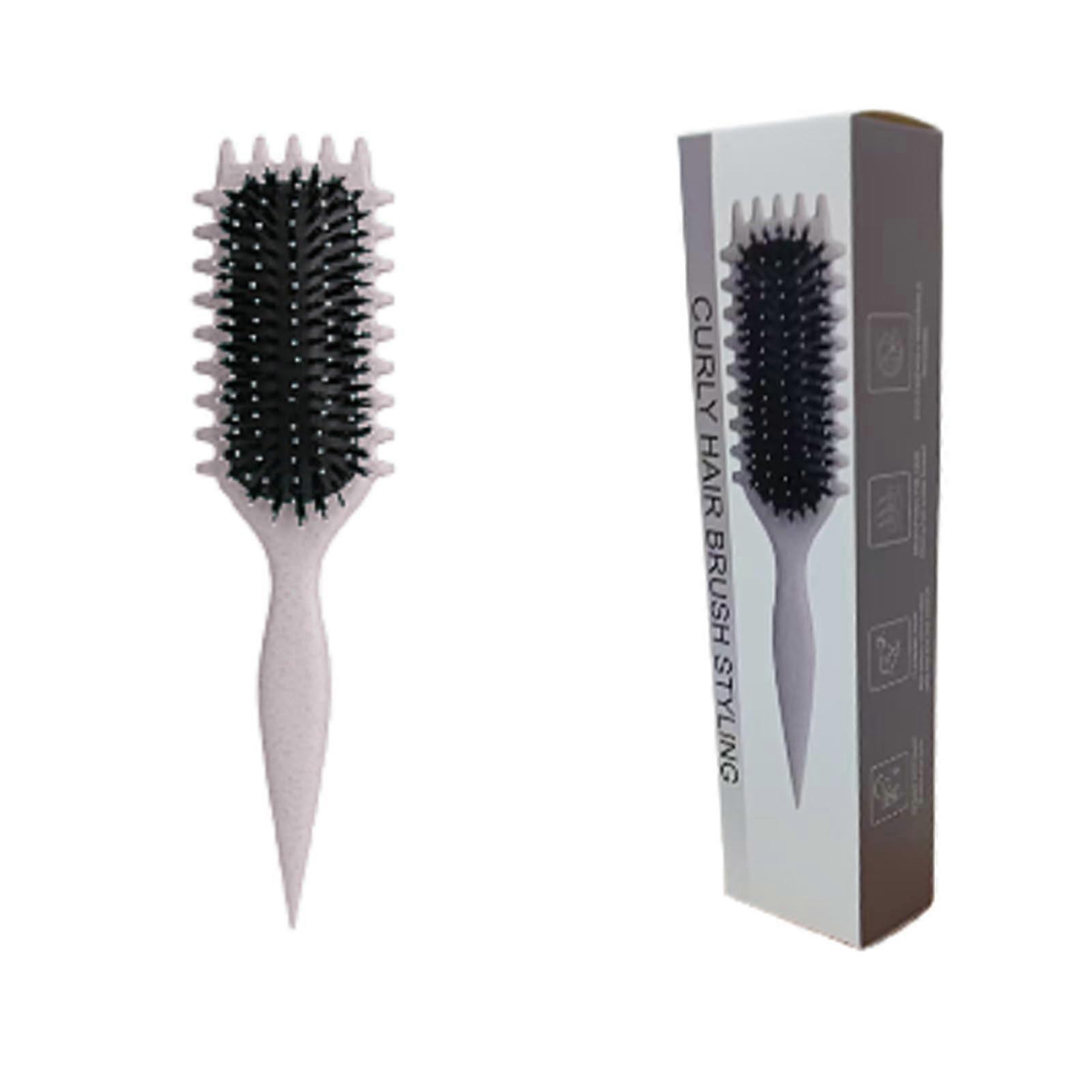 Curl Defining Brush for Curly Hair with Ergonomic Grip and Volumizing Round Barrel, Beige