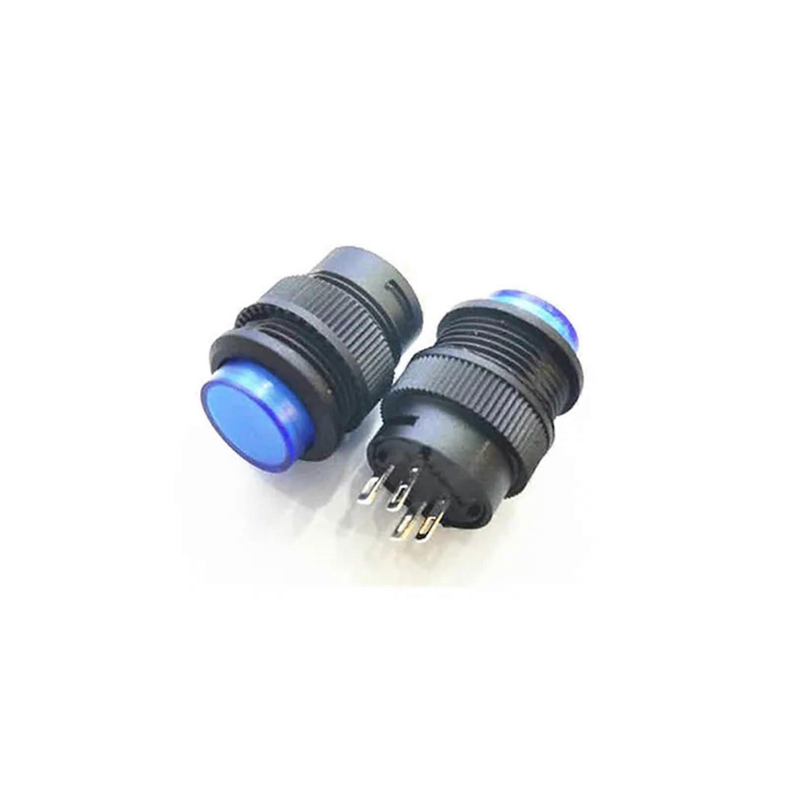 Micro Power Switch LED Lock Circular Button Universal Key Switch 16mm 4PIN R16503AD Blue 3A 250V 20PCS