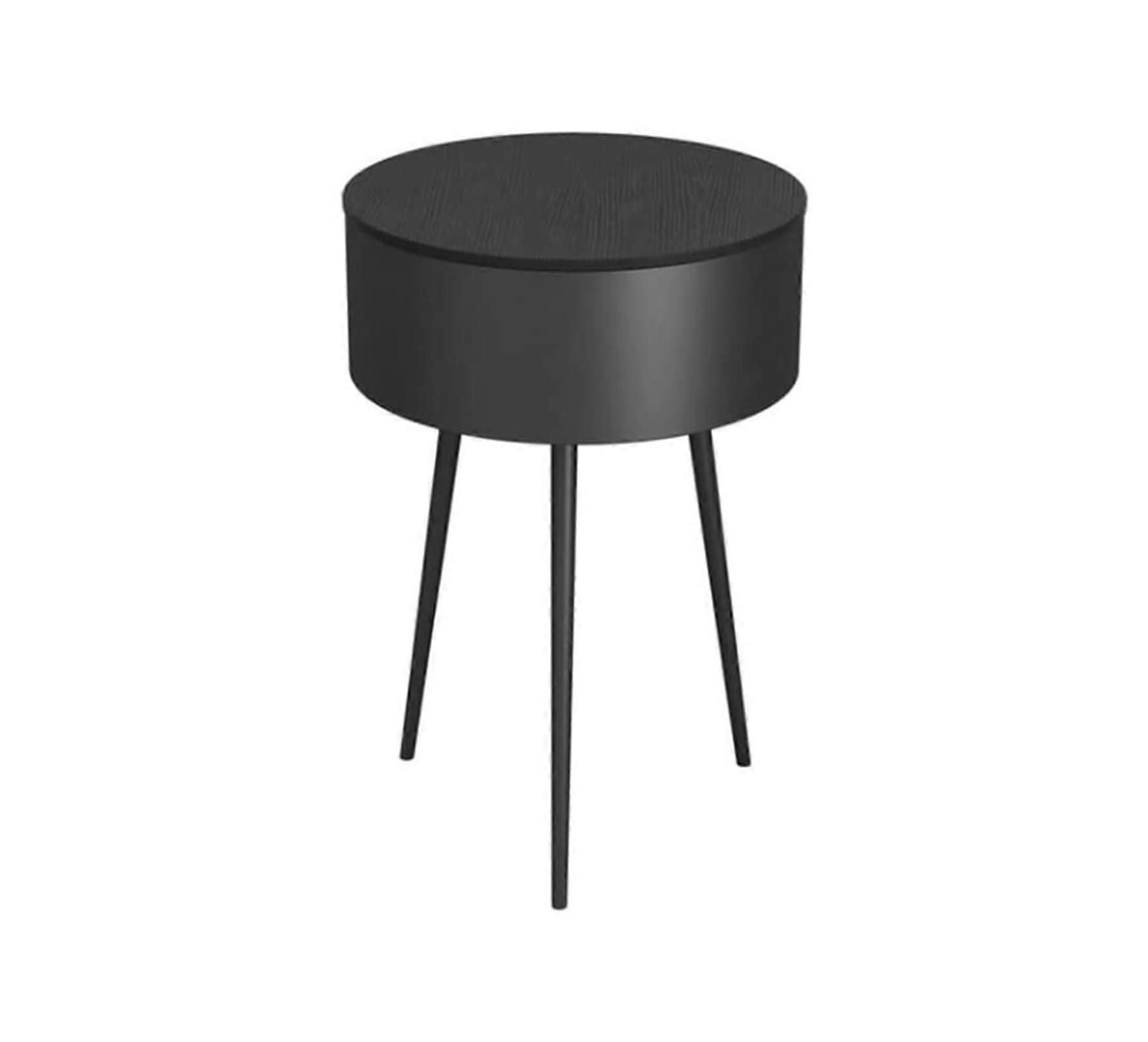 Modern Black Nightstand Bedside Table 40x60cm with Hidden Storage and Durable Iron Frame